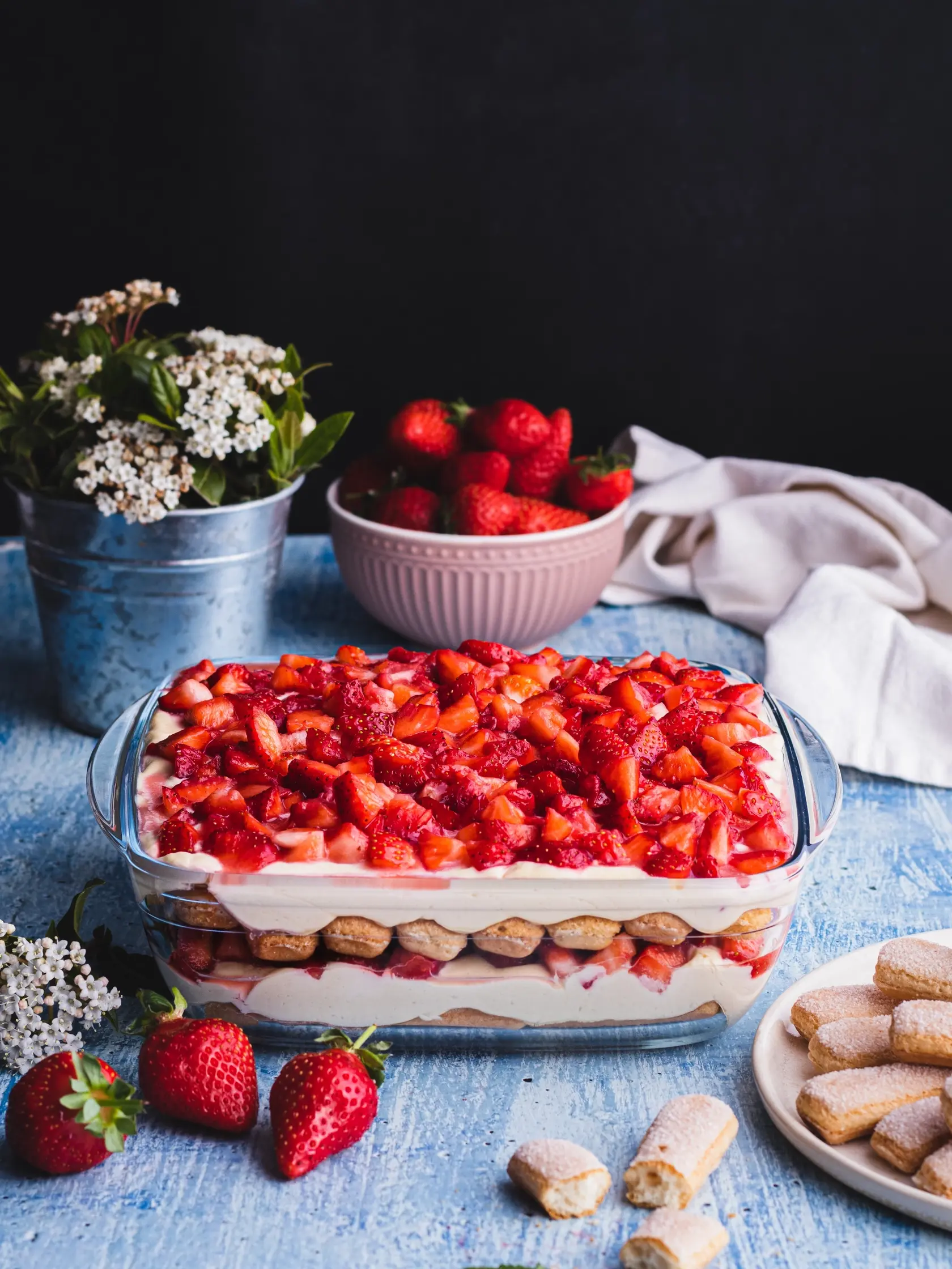 Jahodové tiramisu s tvarohom