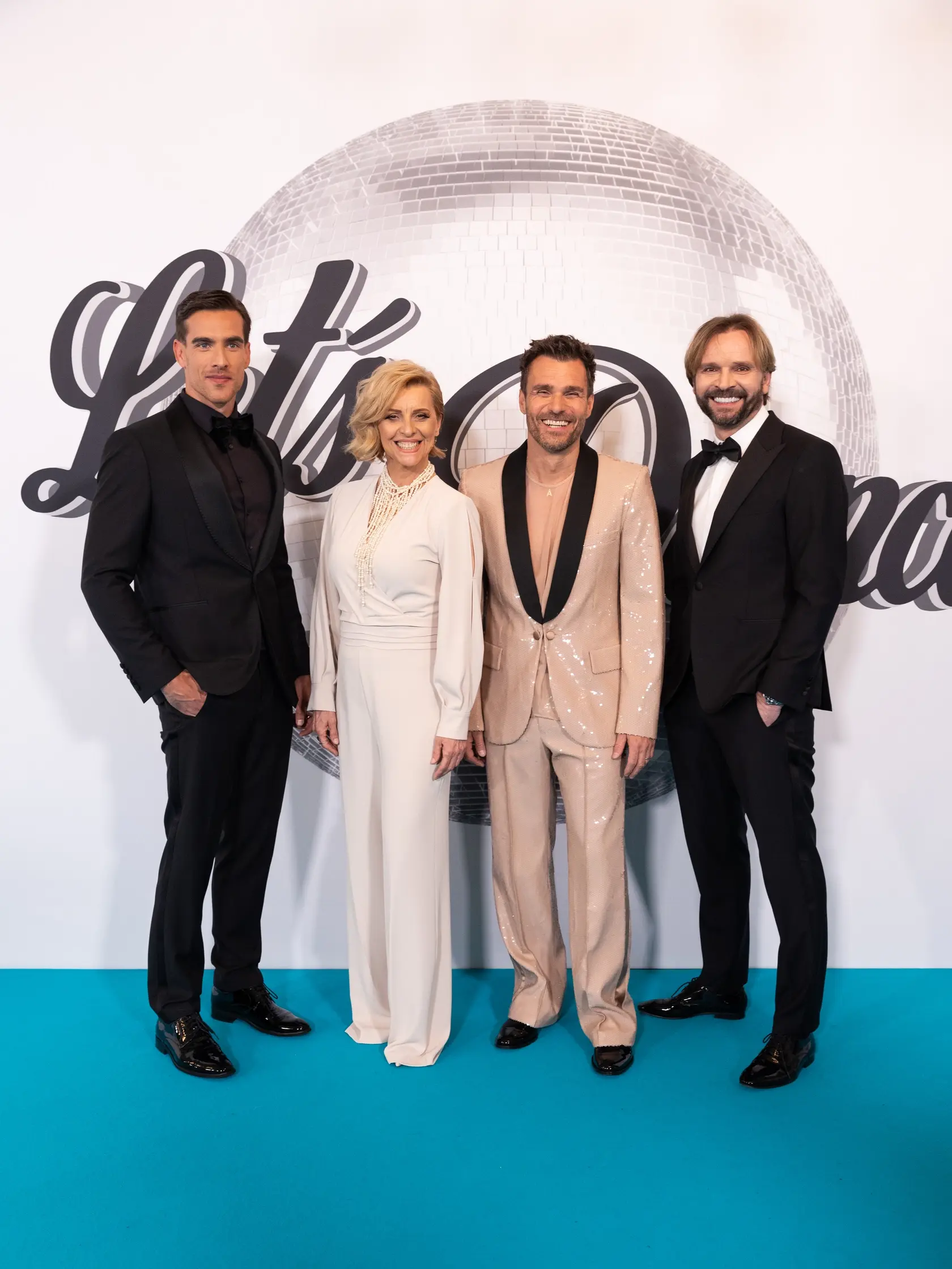 Porota Ján Ďurovčík, Tatiana Drexler, Adam Bardy a Leoš Mareš počas deviateho kola Let's dance 2025.