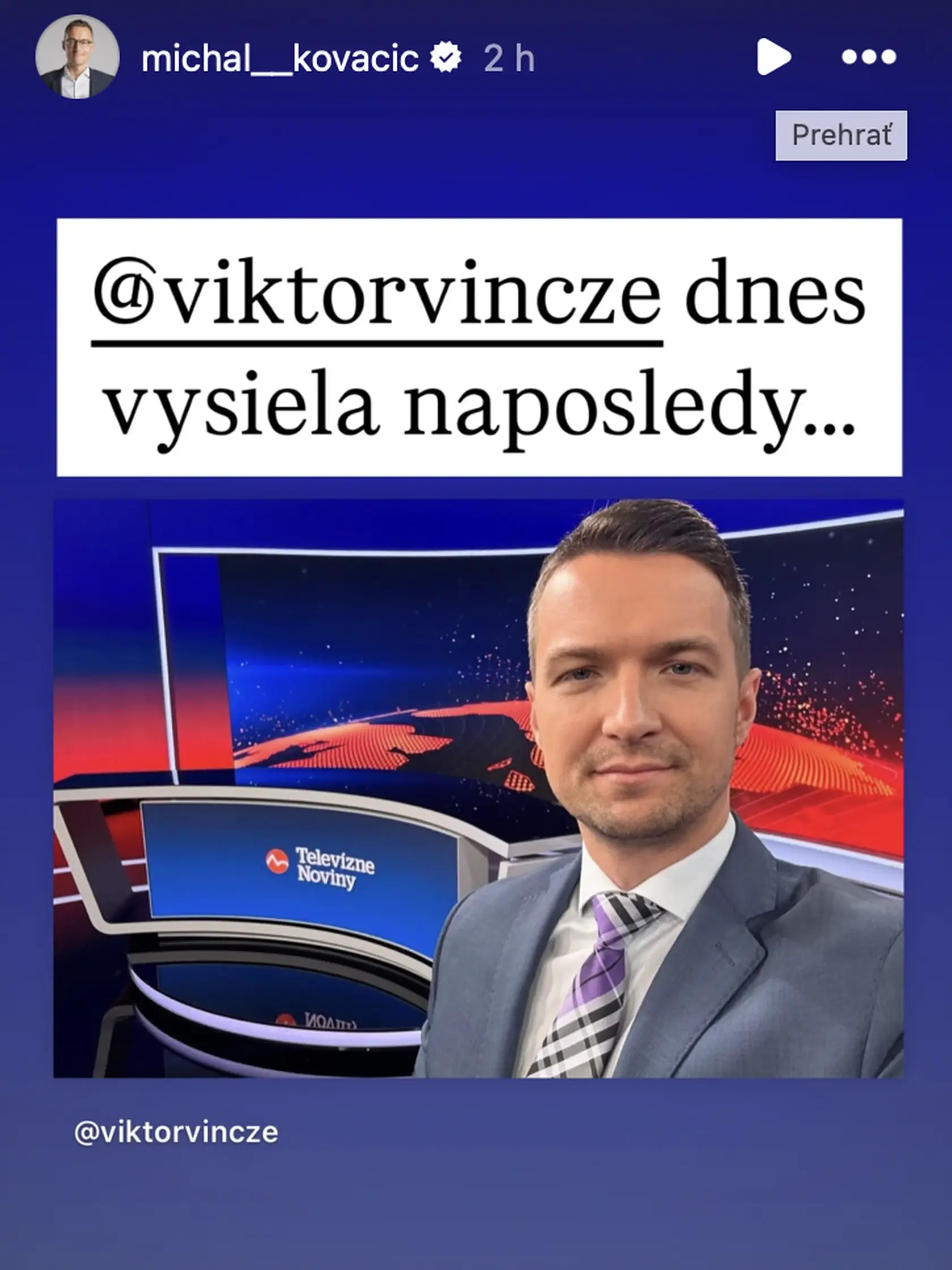 Reakcia Michala Kovačiča na odchod Viktora Vinczeho z televízie Markíza.