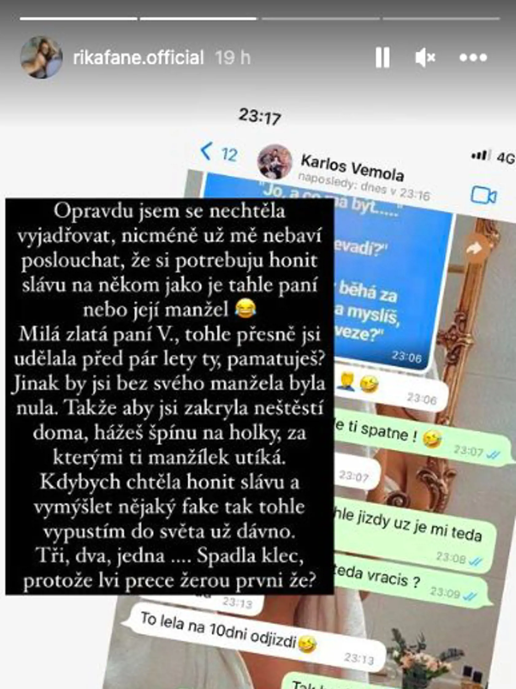 Hanka zverejnila správy s Karlosom