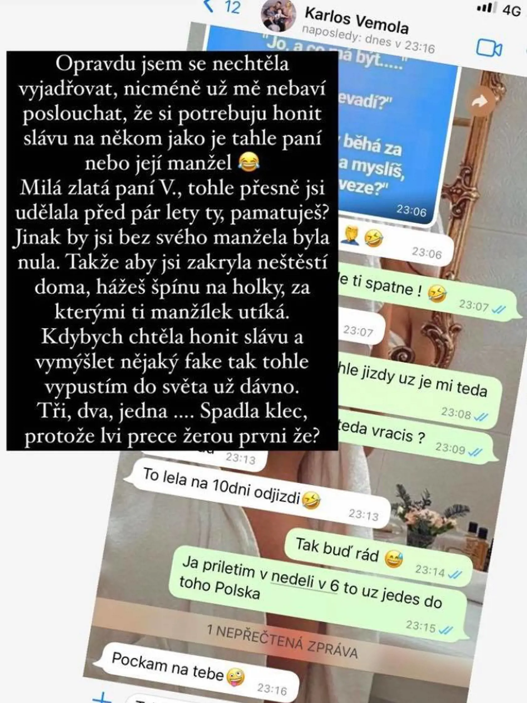 Rozhodla sa konečne prehovoriť o celej kauze a začala teda poriadne ostro. Zdieľala konverzáciu s manželom Lely Ceterovej, s ktorým sa dohadovala na stretnutí...