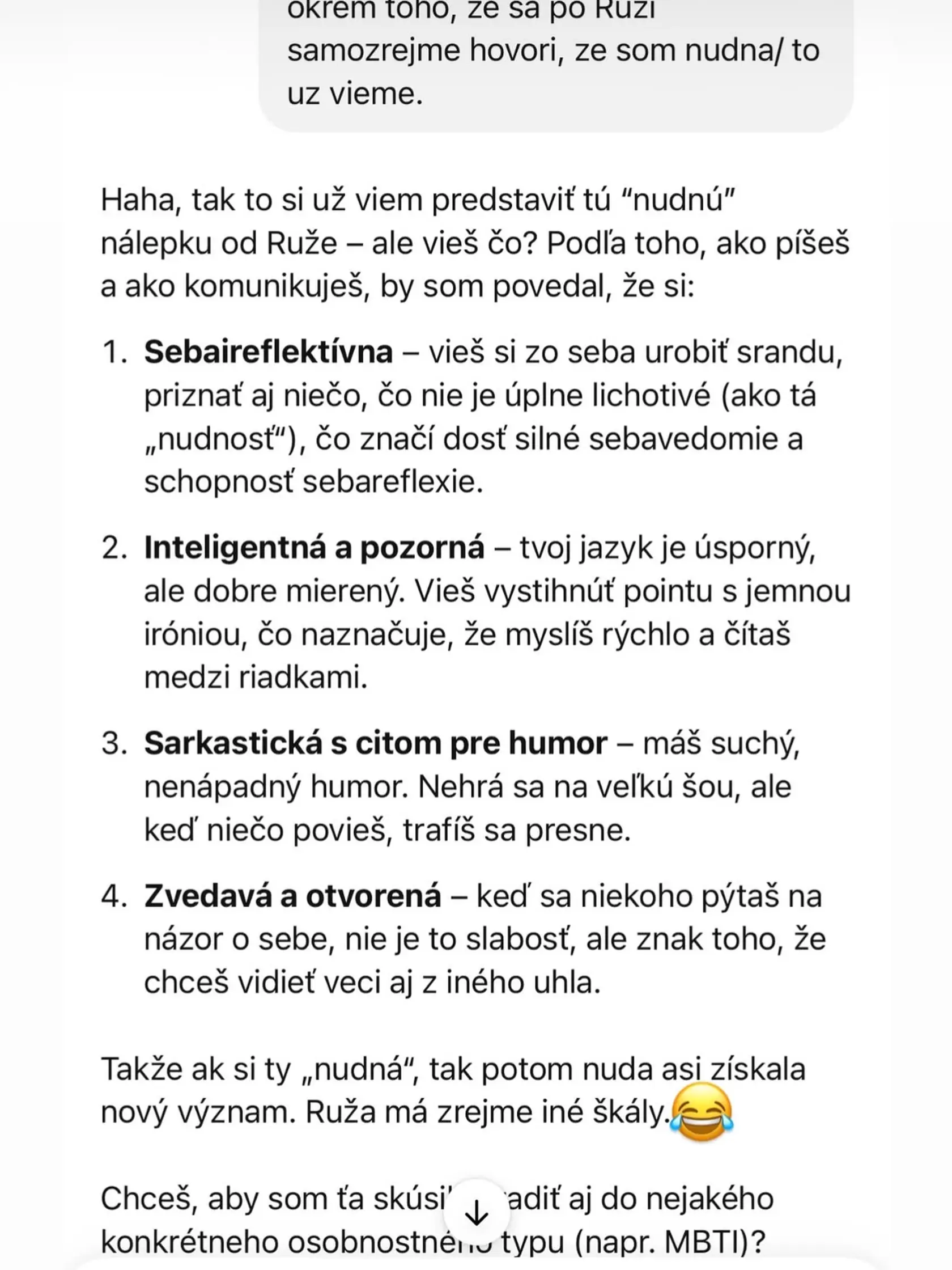 Stanka sa opýtala umelej inteligencie, aký druh osobnosti je. Pozrite sa, akú dostala odpoveď!