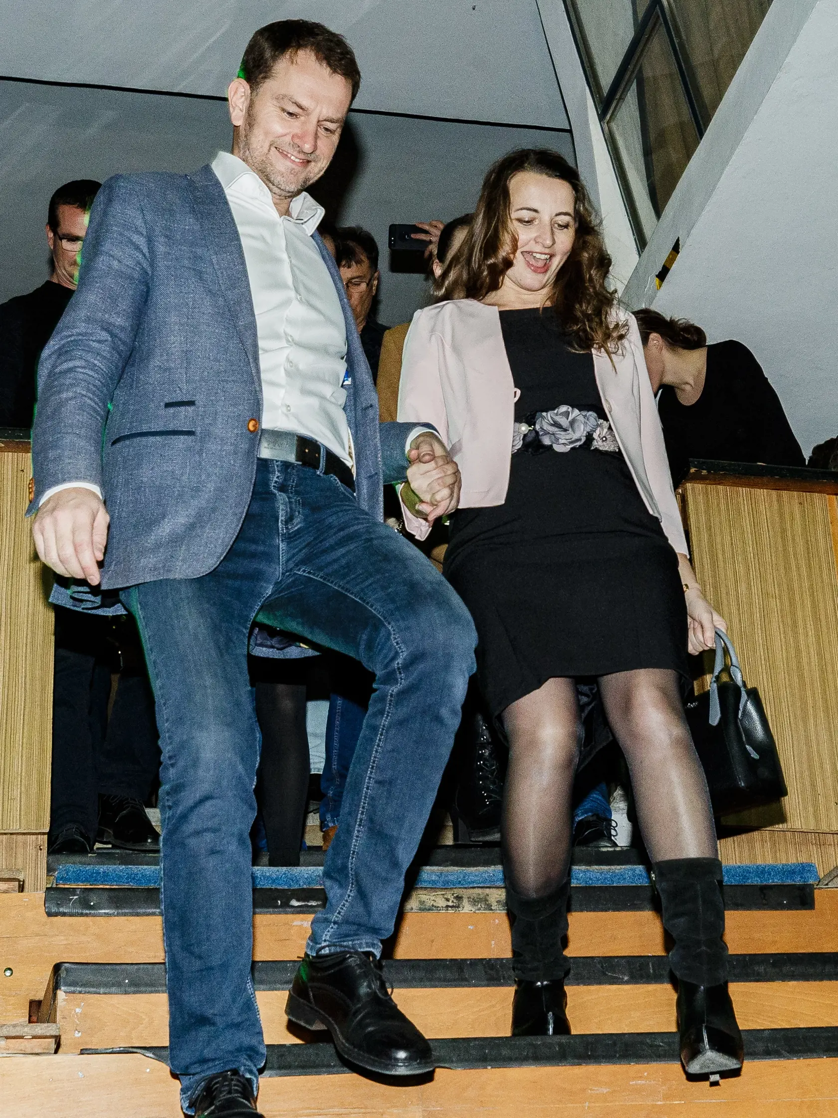 Na snímke Igor Matovič s manželkou Pavlínou v centrále politickej strany OĽANO počas noci volieb do Národnej rady Slovenskej republiky, 29.2.2020