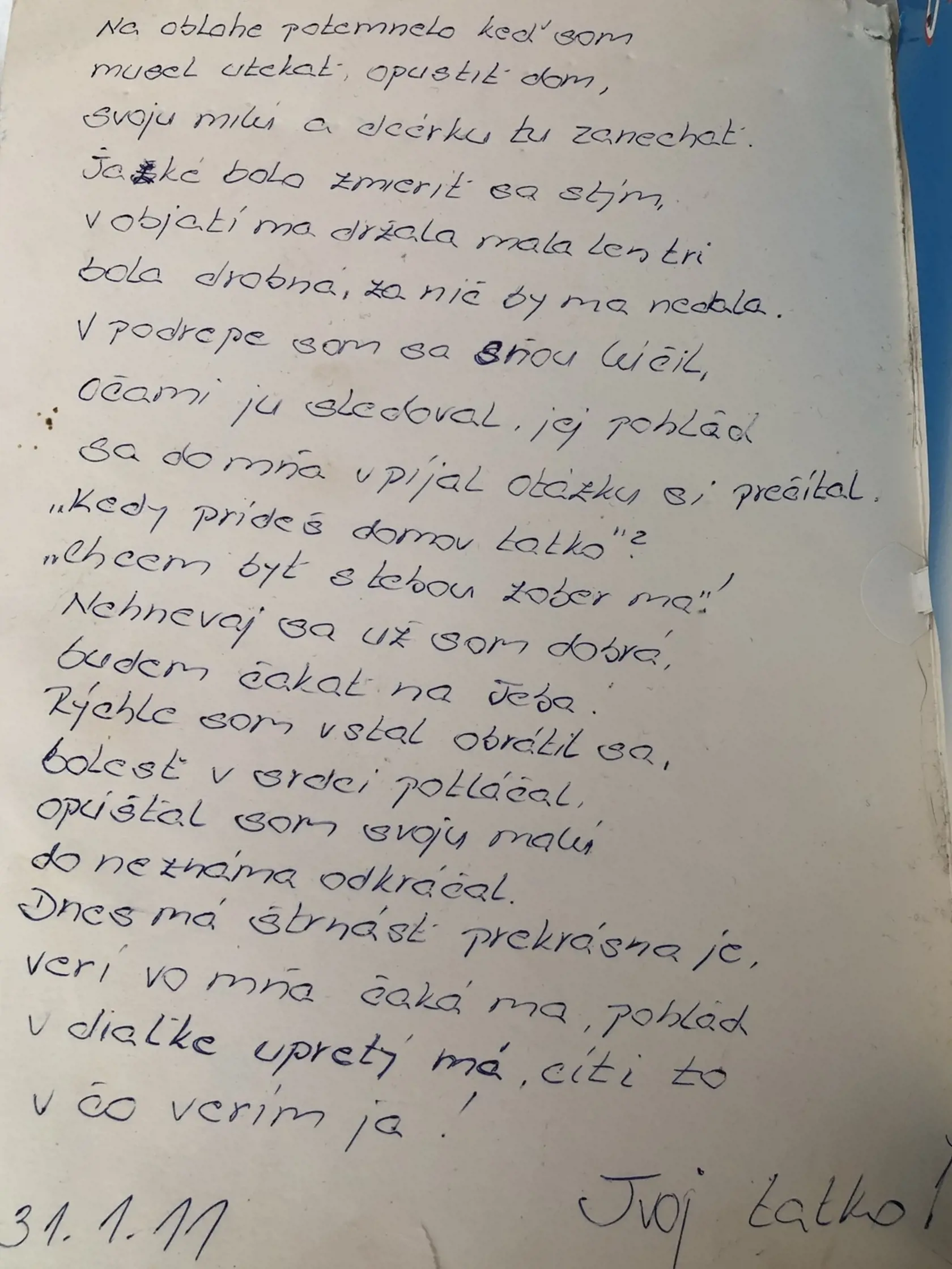 List Dušana Borženského milovanej dcérke Simonke z väzenia.