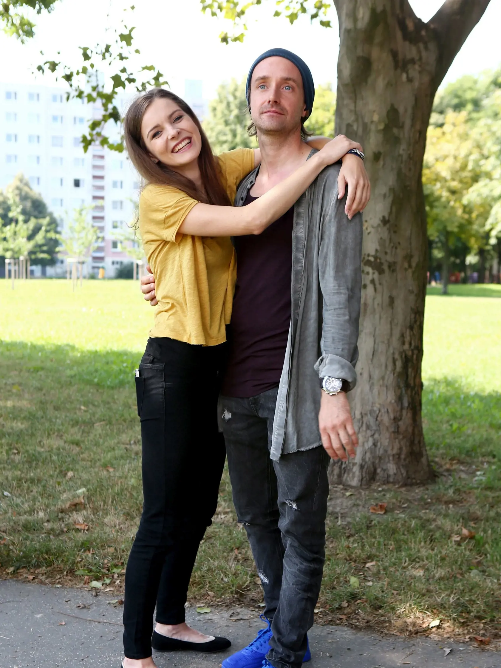 Nakrucanie noveho TV serialu televizie JOJ pod nazvom Prava tvar. Na snímke su Monika Horvathova a Juraj Hrcka.
