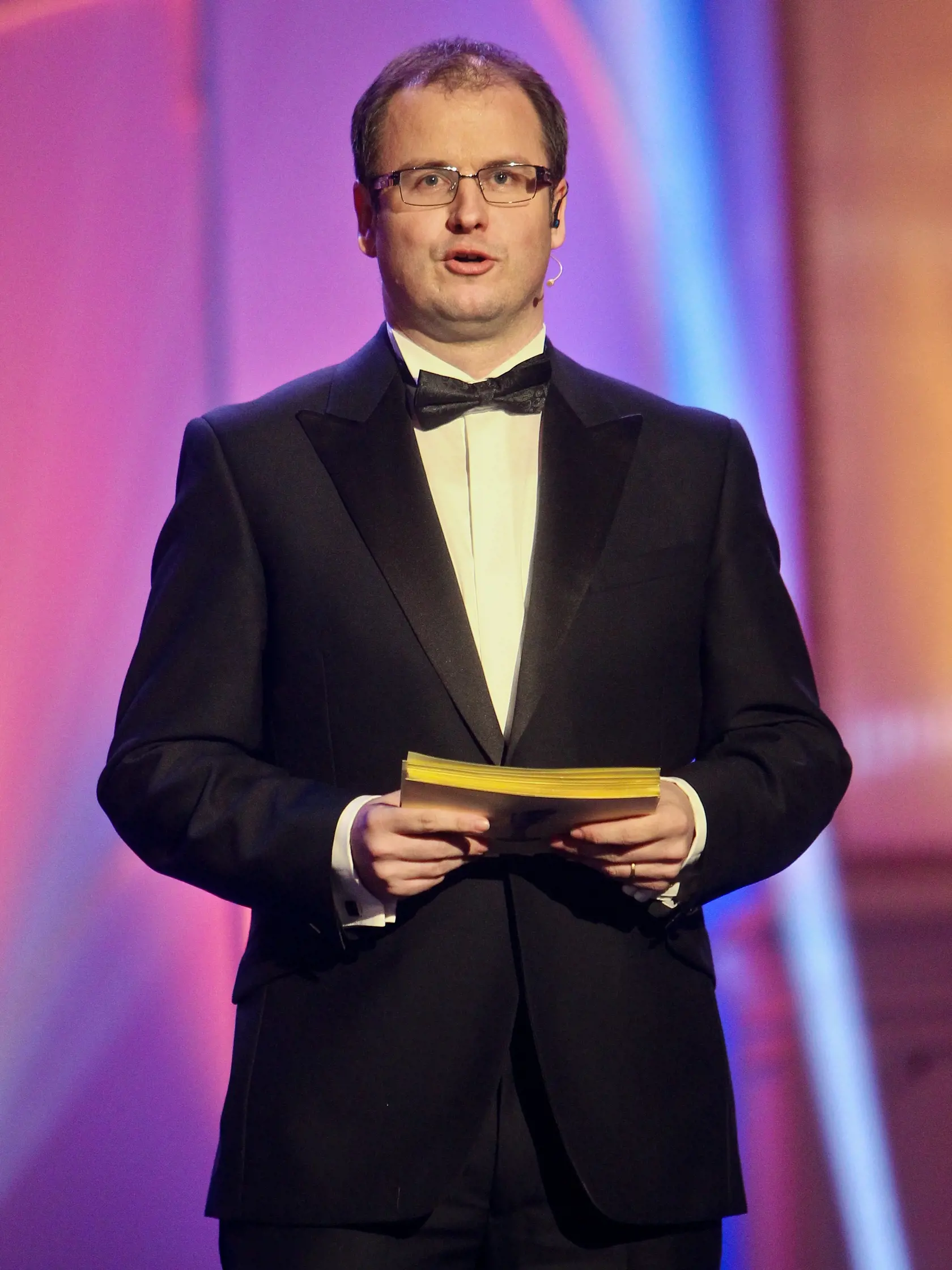 Na snimke moderator Marcel Merciak pocas galavecera Kristalove kridlo 2015.