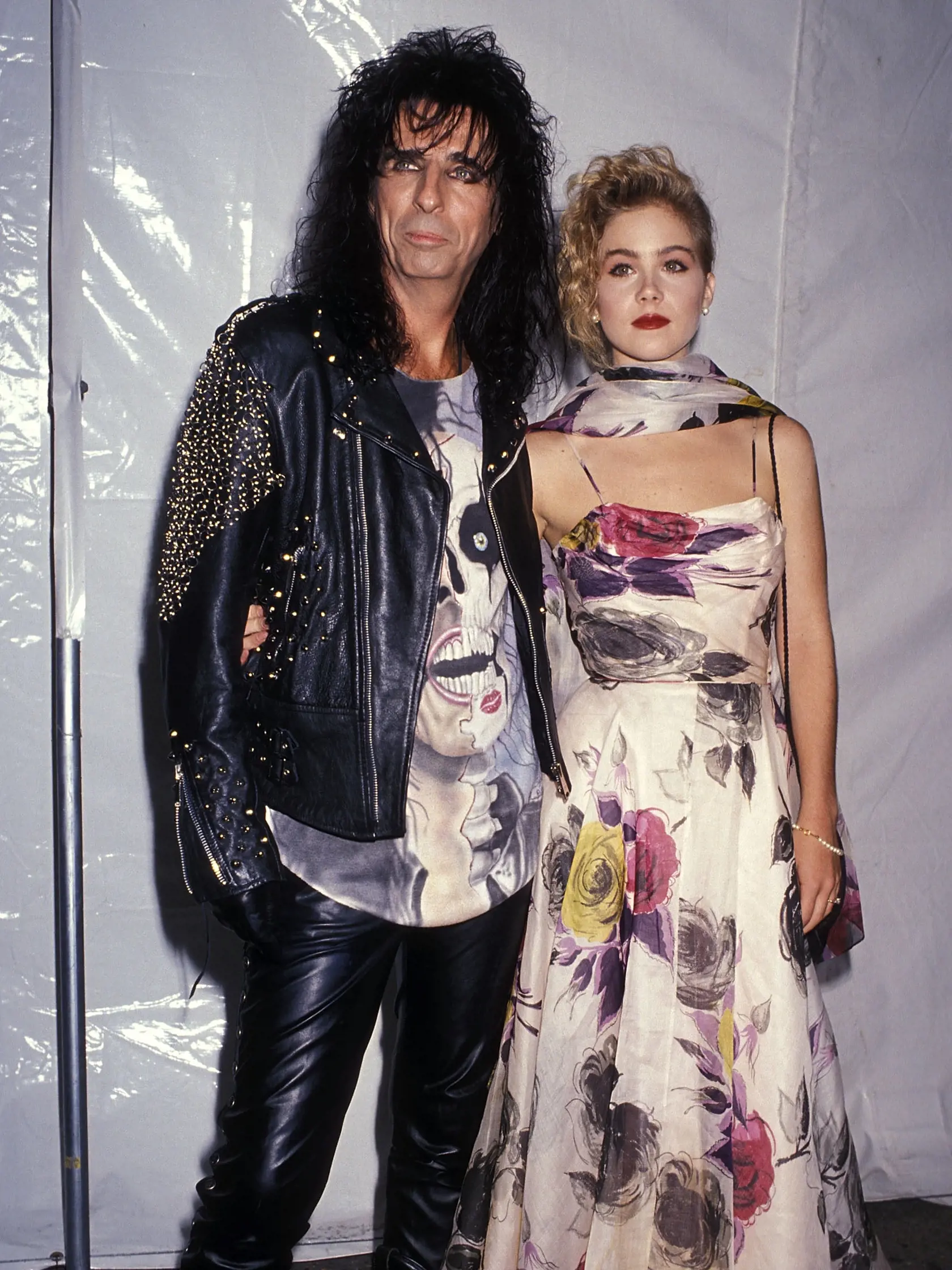 UNIVERSAL CITY,CA - SEPTEMBER 6:   Singer Alice Cooper and actress Christina Applegate attend the Sixth Annual MTV Video Music Awards on September 6, 1989 at Universal Amphitheatre in Universal City, California. (photo by Ron Galella, Ltd./Ron Galella Collection via Getty Images) 