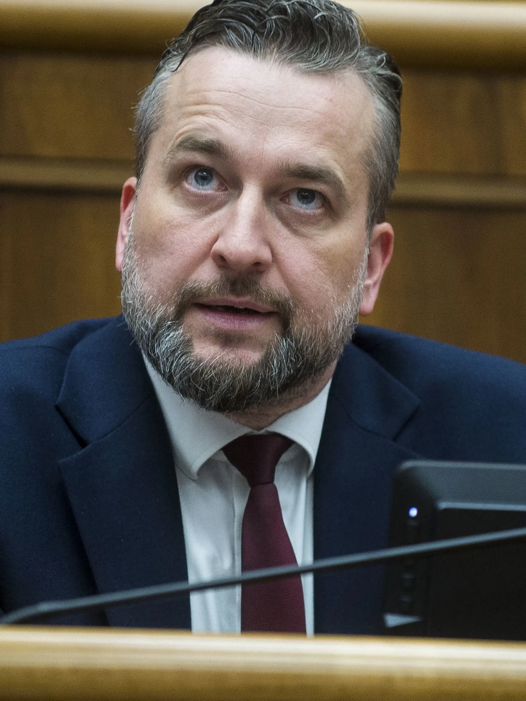 Poslanci Národnej rady (NR) SR na stredajšej ustanovujúcej schôdzi zvolili štyroch podpredsedov parlamentu. Sú nimi Ľuboš Blaha (Smer-SD), Peter Žiga (Hlas-SD) Andrej Danko (SNS) a Michal Šimečka (PS). Na snímke novozvolený podpredseda parlamentu Ľuboš Blaha (Smer-SD) počas ustanovujúcej schôdze parlamentu v Bratislave v stredu 25. októbra 2023.
