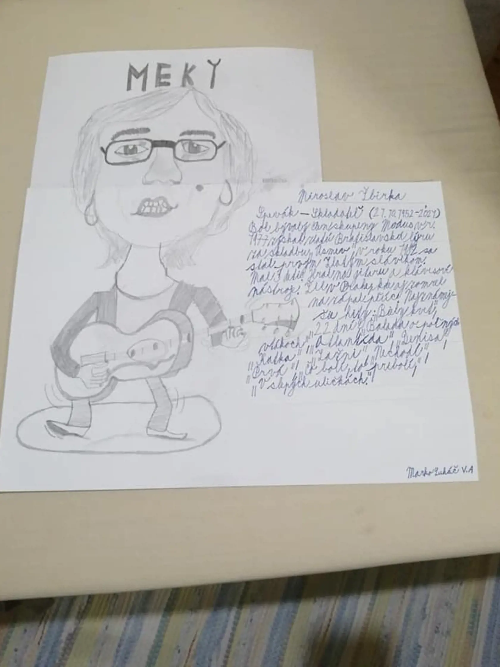 Obrázok venovaný spevákovi do neba aj s listom od detského fanúšika.