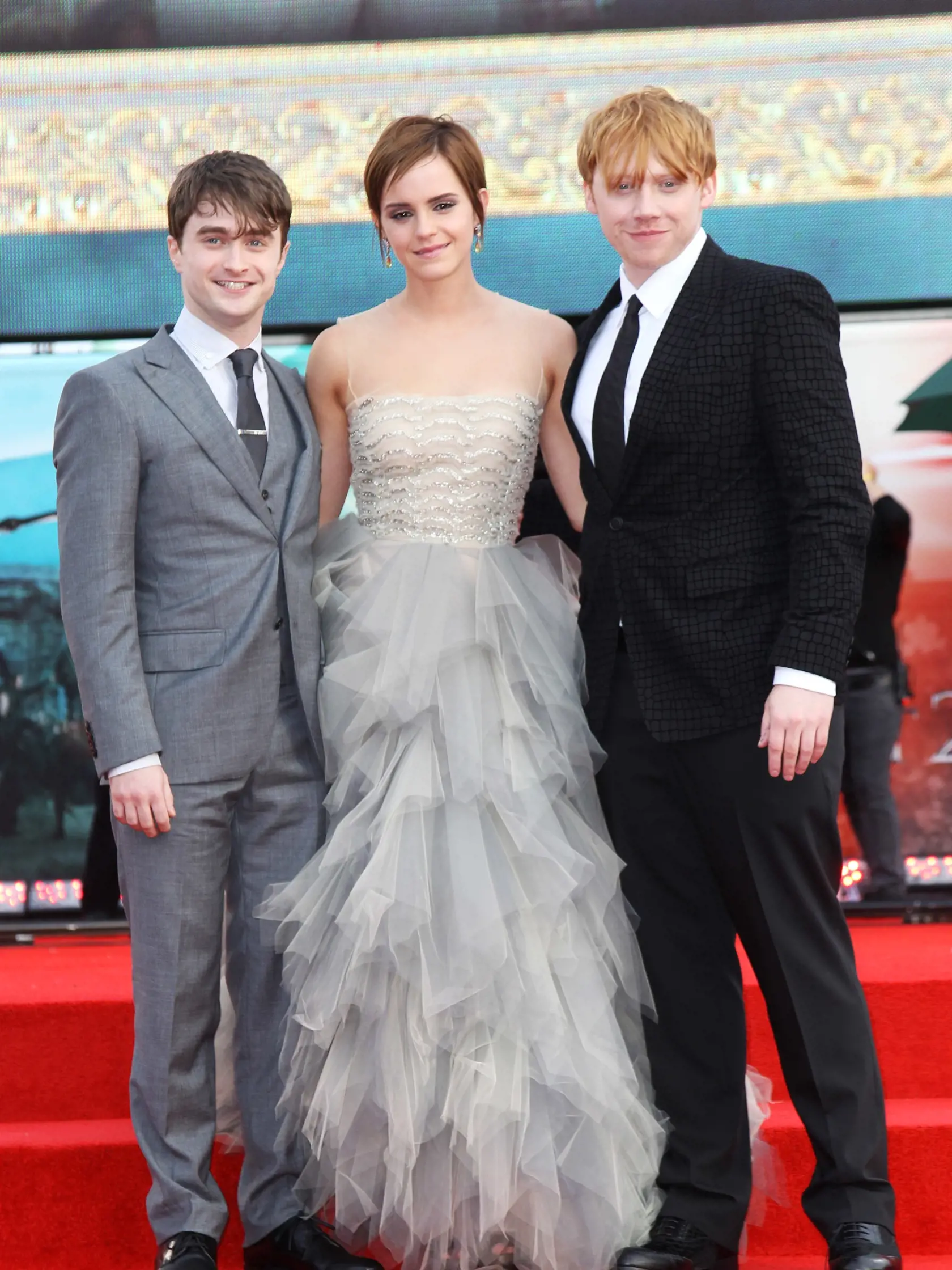 Trojica čarodejníkov poriadne vyrástla. Na foto Daniel Radcliffe, Emma Watson a Rupert Grint.