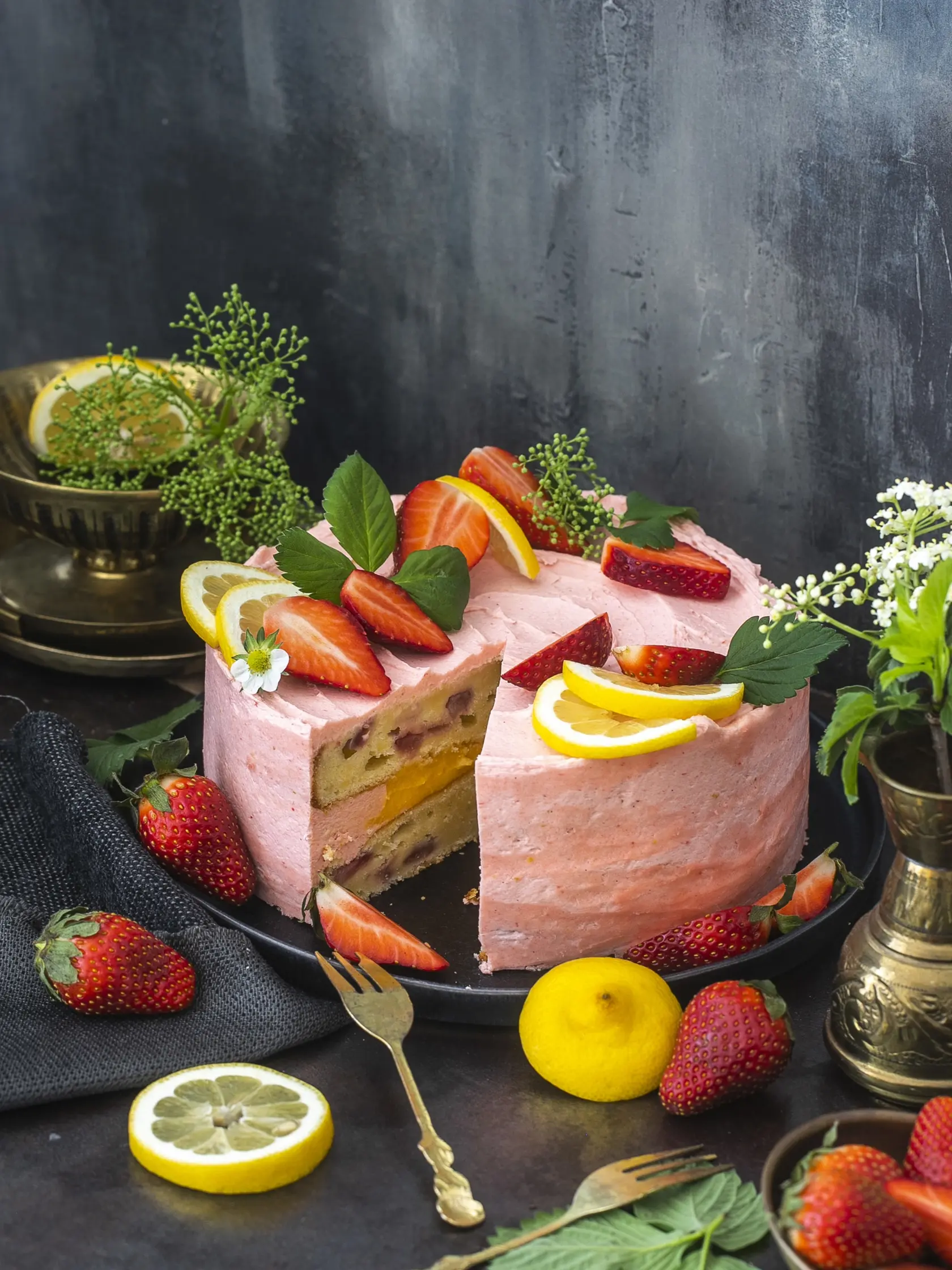 jahodovo citrónová torta