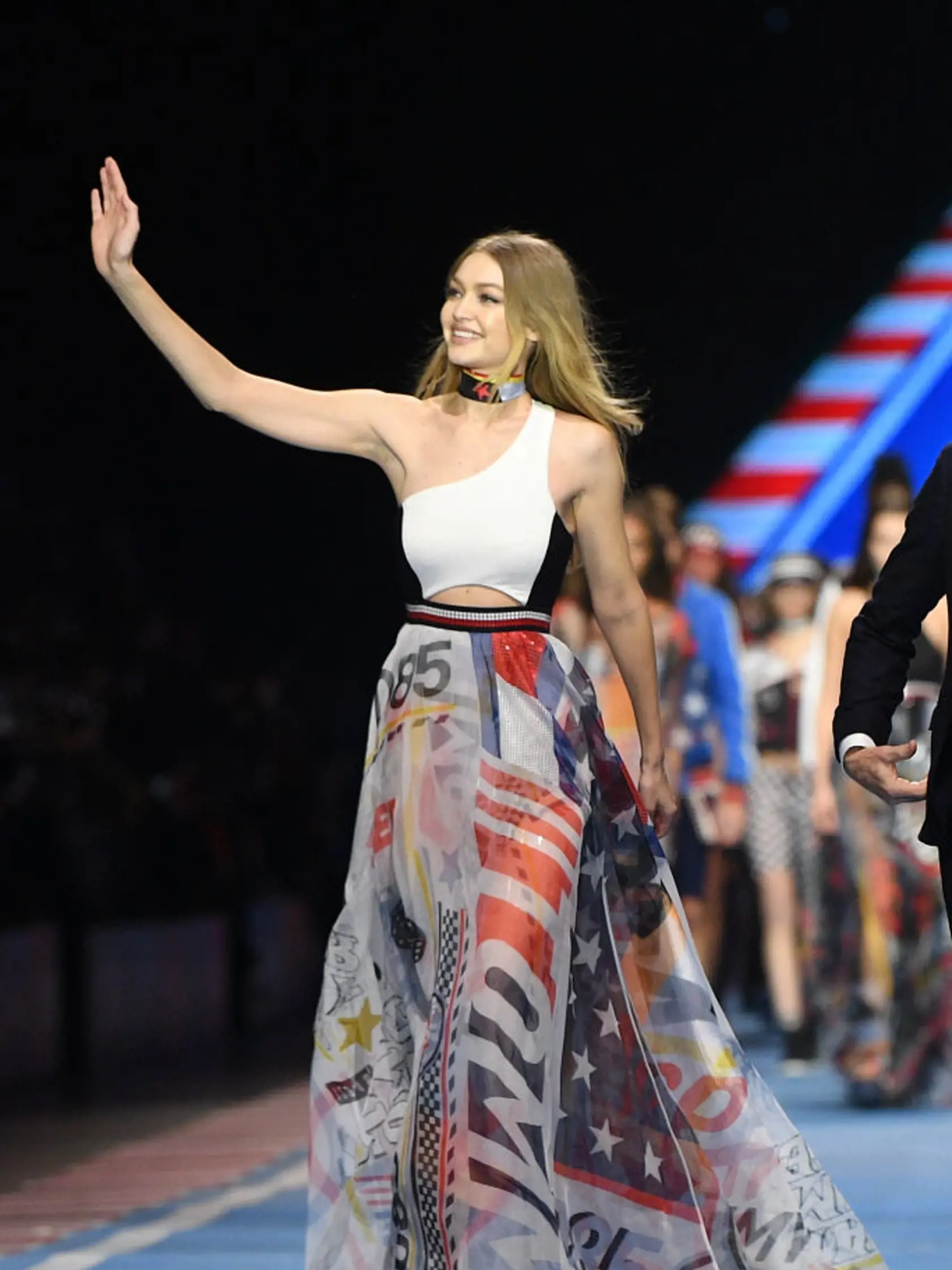 MILAN, ITALY - FEBRUARY 25:  Gigi Hadid walks the runway at the Tommy Hilfiger show during Milan Fashion Week Fall/Winter 2018/19 on February 25, 2018 in Milan, Italy.  (Photo by Venturelli/WireImage)