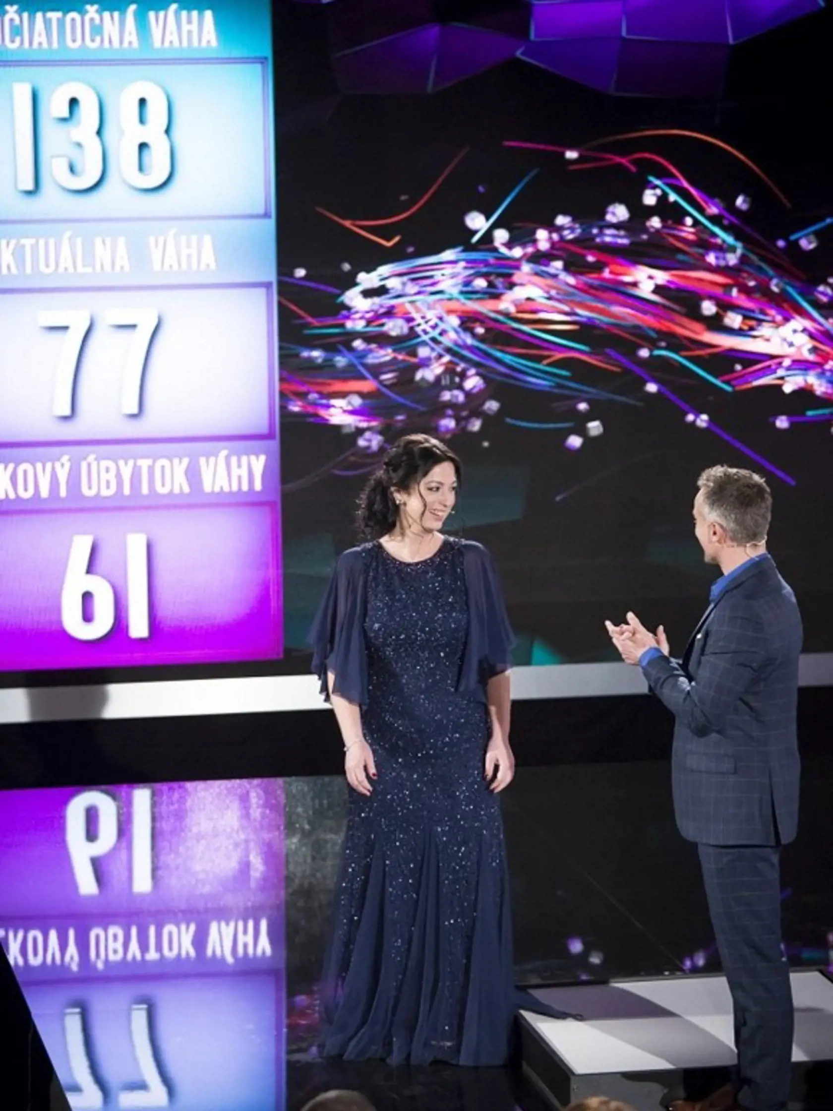 Zuzka z Extrémnych premien na konci šou s váhou 61kg.