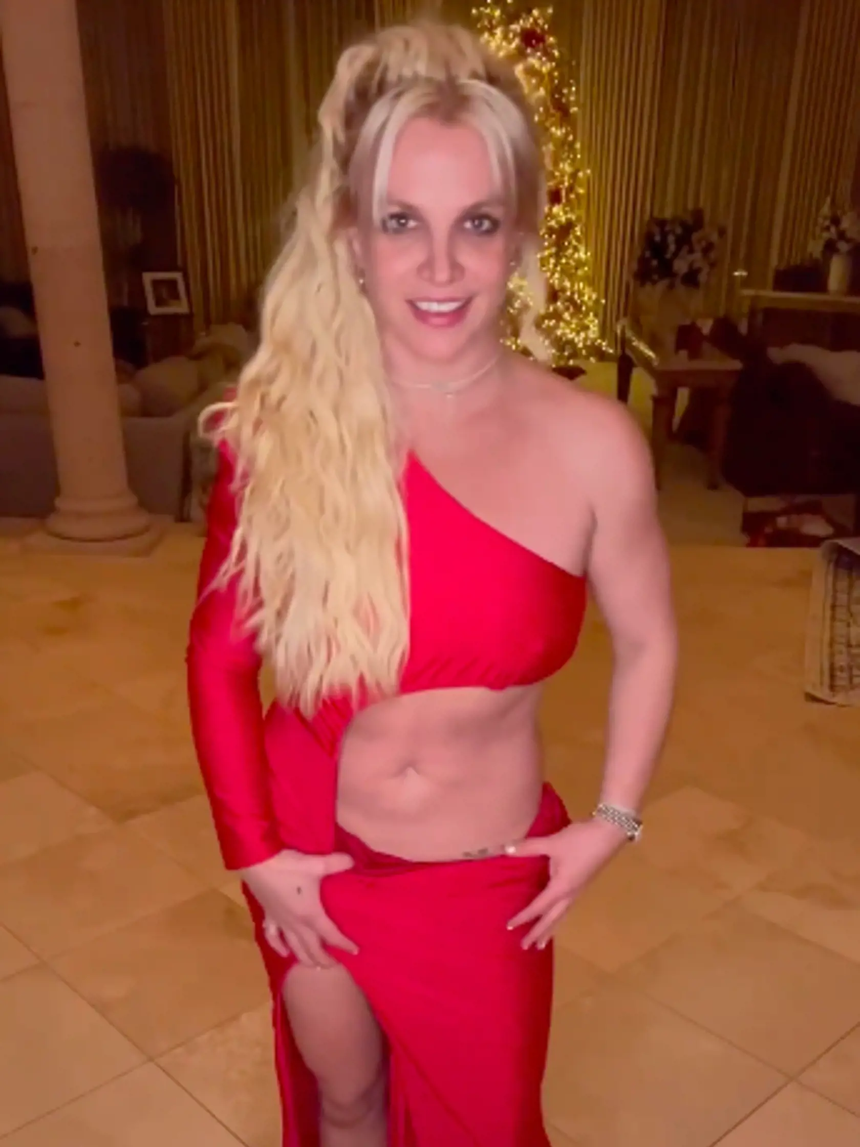 Britney sa na videu správala zvláštne - takmer vôbec nehýbala tvárou. Okrem iného ukázala v obtiahnutých šatách aj bradavky.
