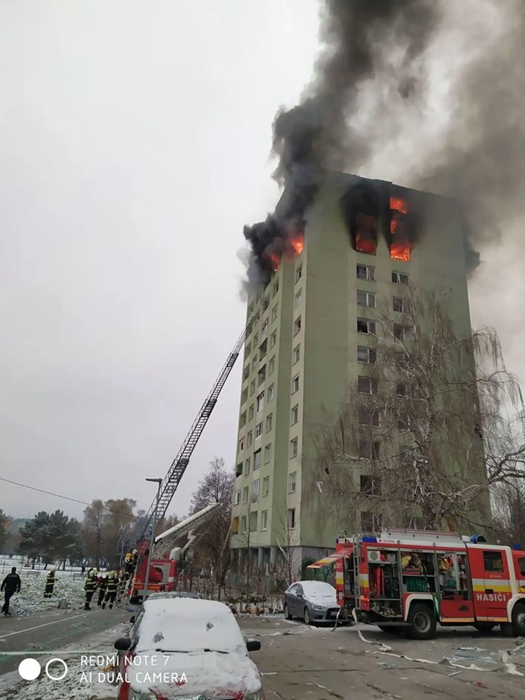 Požiar bytovky v Prešove.
