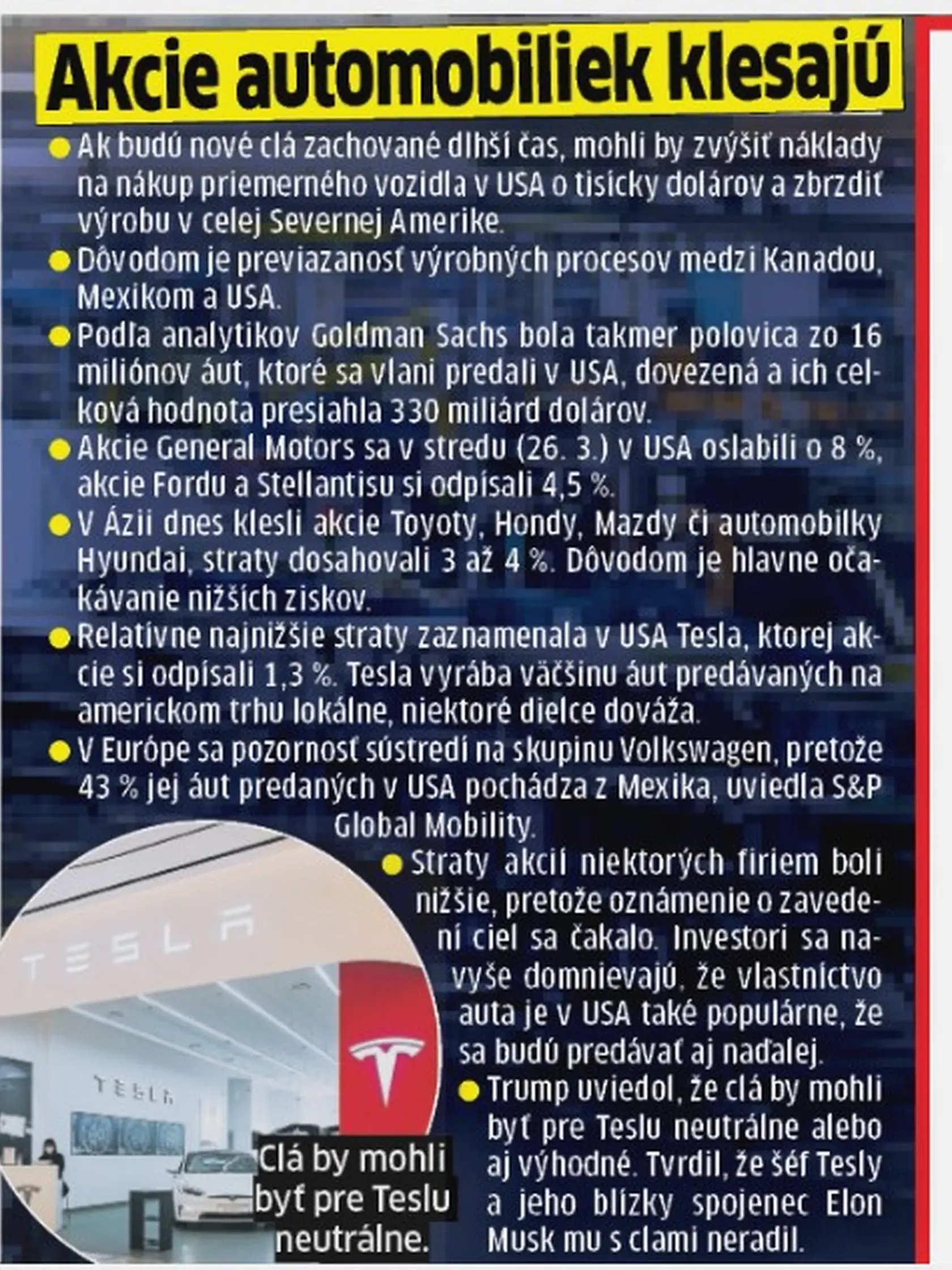 Akcie automobiliek padajú.