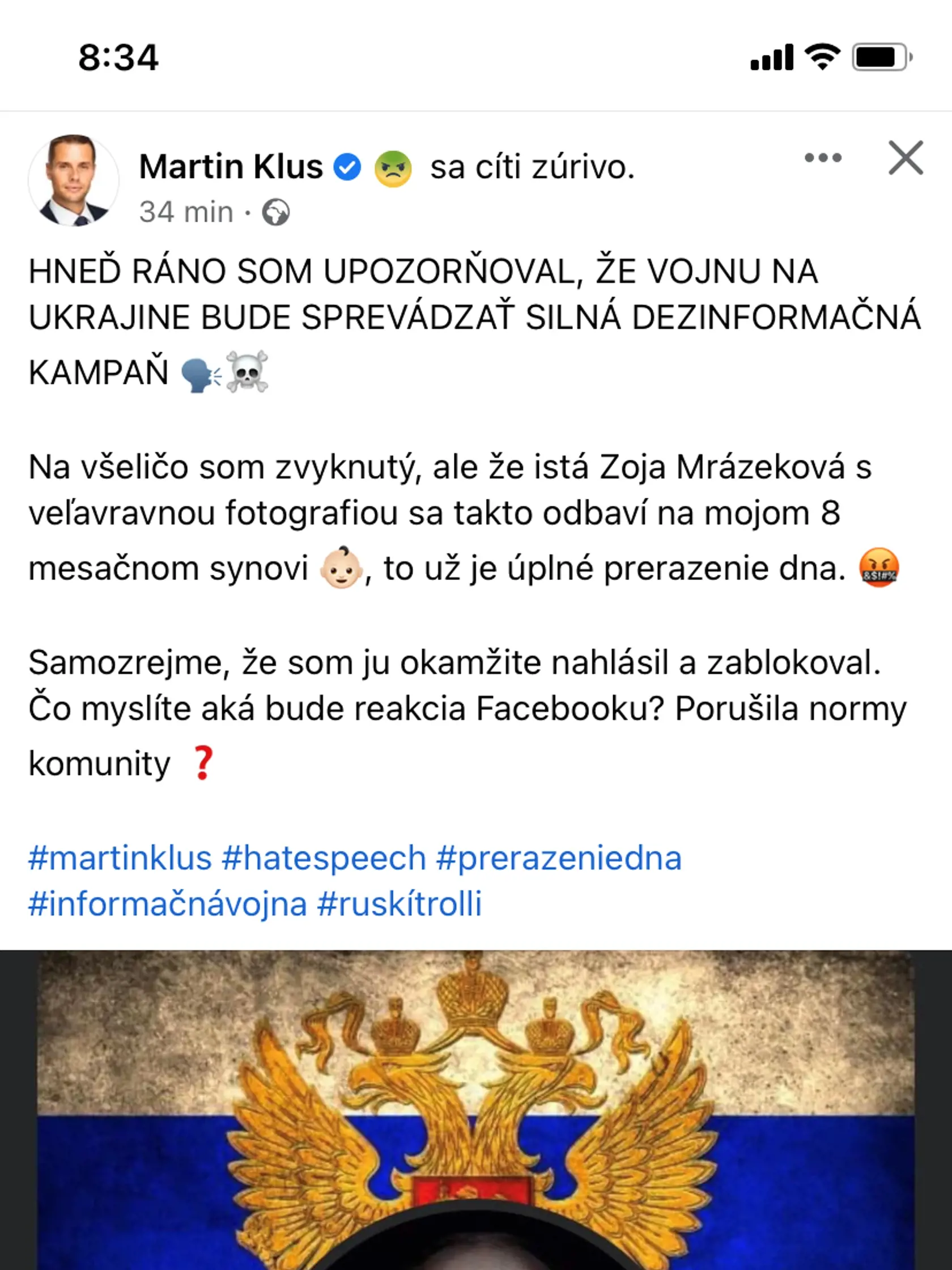 Štátny tajomník rezortu diplomacie Martin Klus upozorňuje, že vojnu na Ukrajine bude sprevádzať silná dezinformačná kampaň.