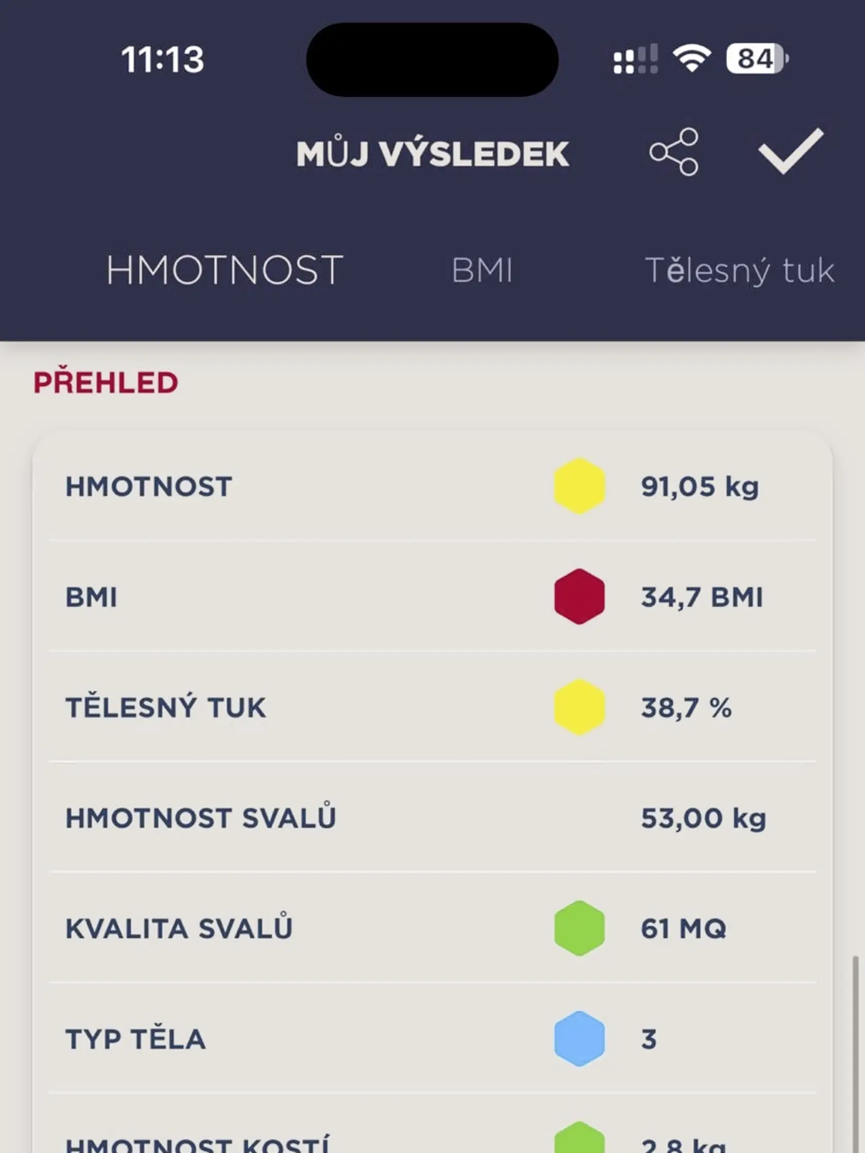 Na tejto prvej fotografii vidíte, že môj metabolický vek bol 61 rokov. 