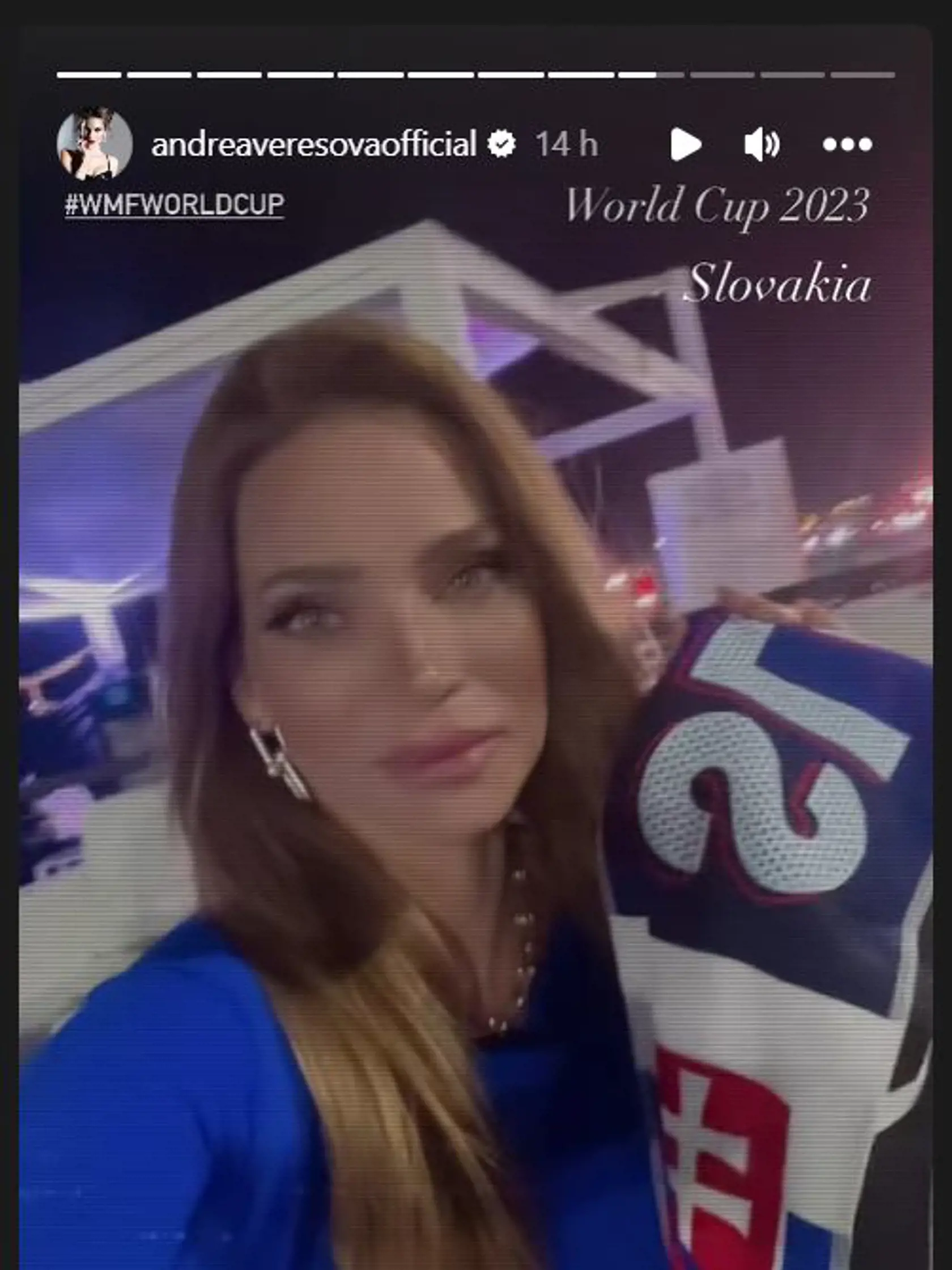 Verešová sa na zápas s Anglickom nahodila do modrých šiat a priniesla si aj šál.