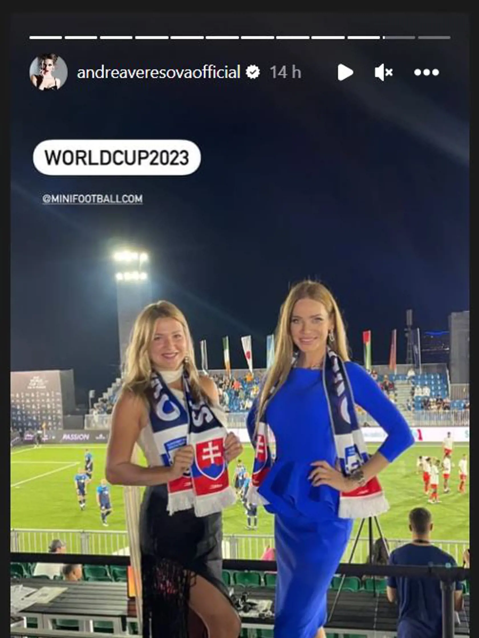 Verešová sa na zápas s Anglickom nahodila do modrých šiat a priniesla si aj šál.