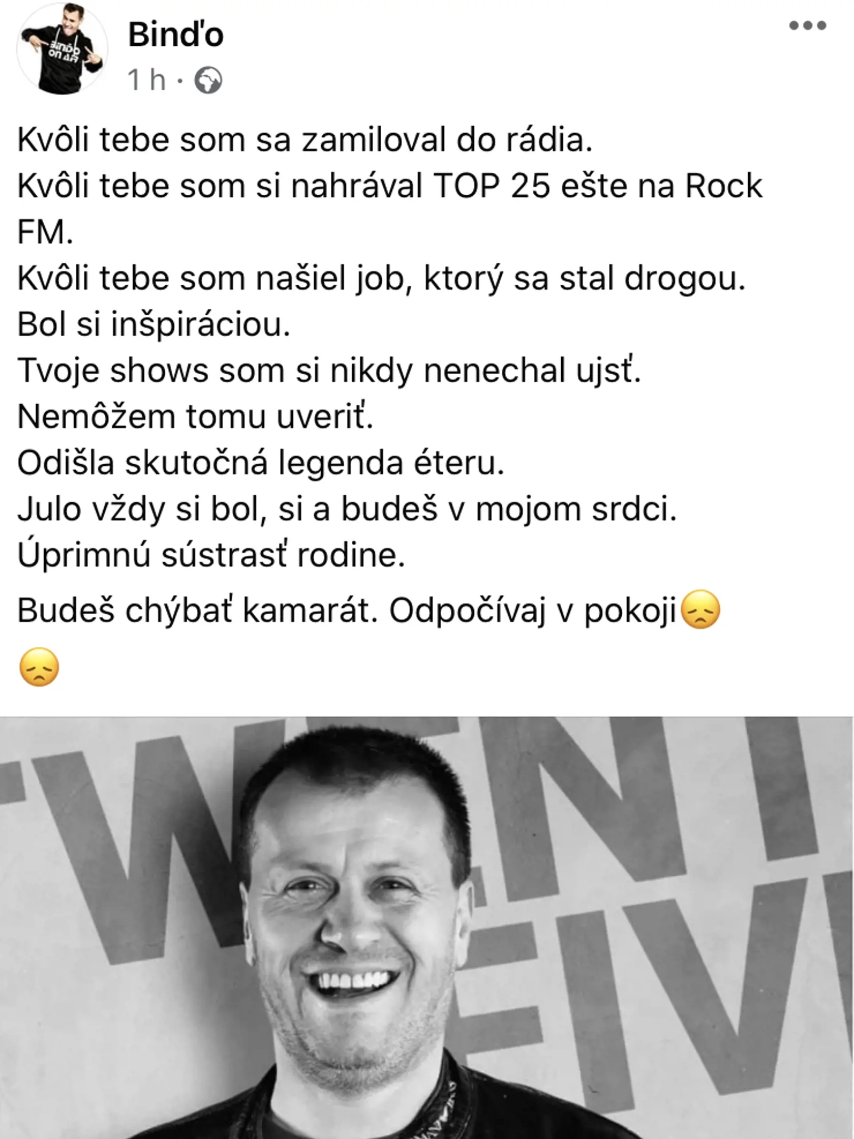 Známe osobnosti oplakávajú náhlu smrť Jula Viršíka (†56), medzi nimi aj moderátor Binďo.