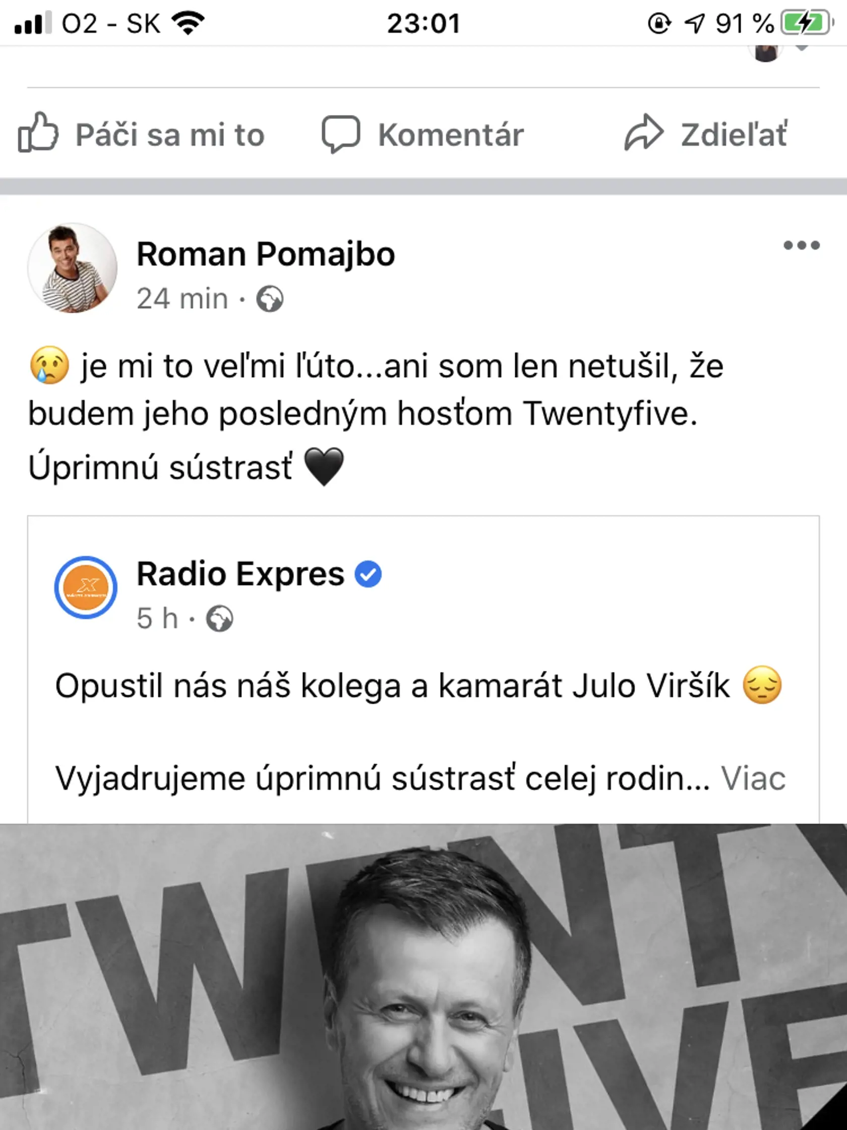 Známe osobnosti oplakávajú náhlu smrť Jula Viršíka (†56). Pomajbo bol jeho posledným hosťom v relácii.