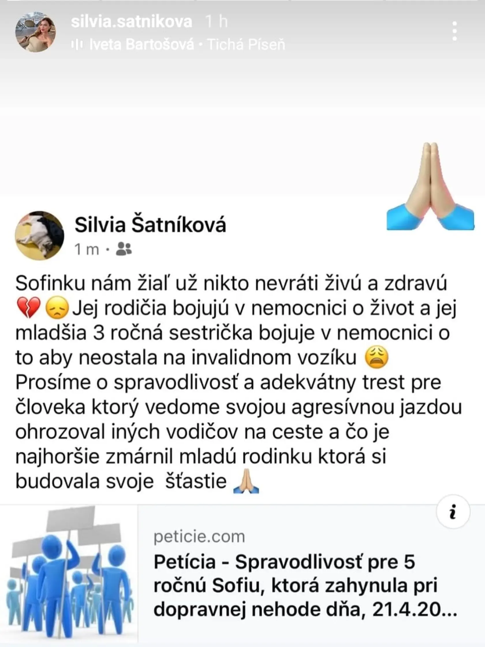 Silvia, Borisova nádejná svokra, zverejnila na sociálnej sieti statusy, v ktorých potvrdila, že malá Sofinka a jej mama sú ich rodina.