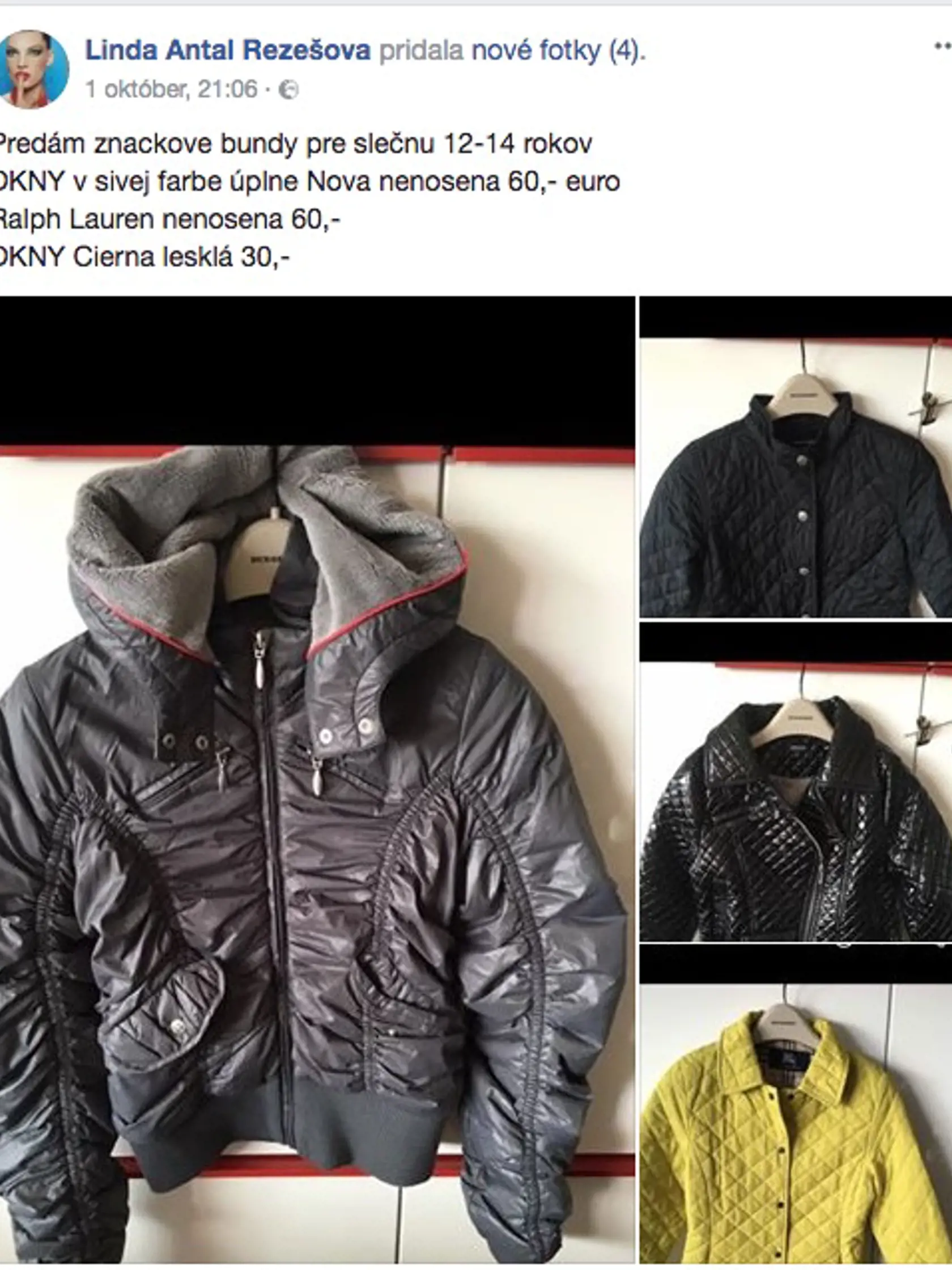 Linda predáva bundy po svojej dcére.