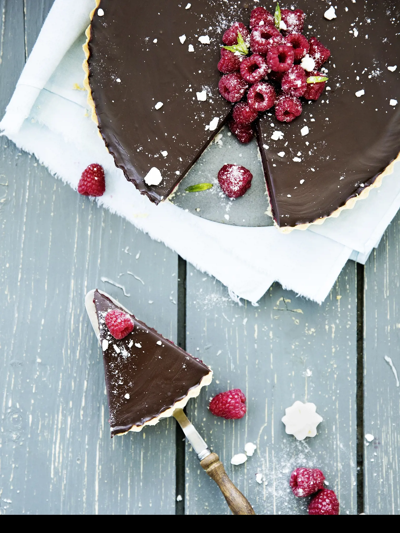 Čokoládovo-malinový tart