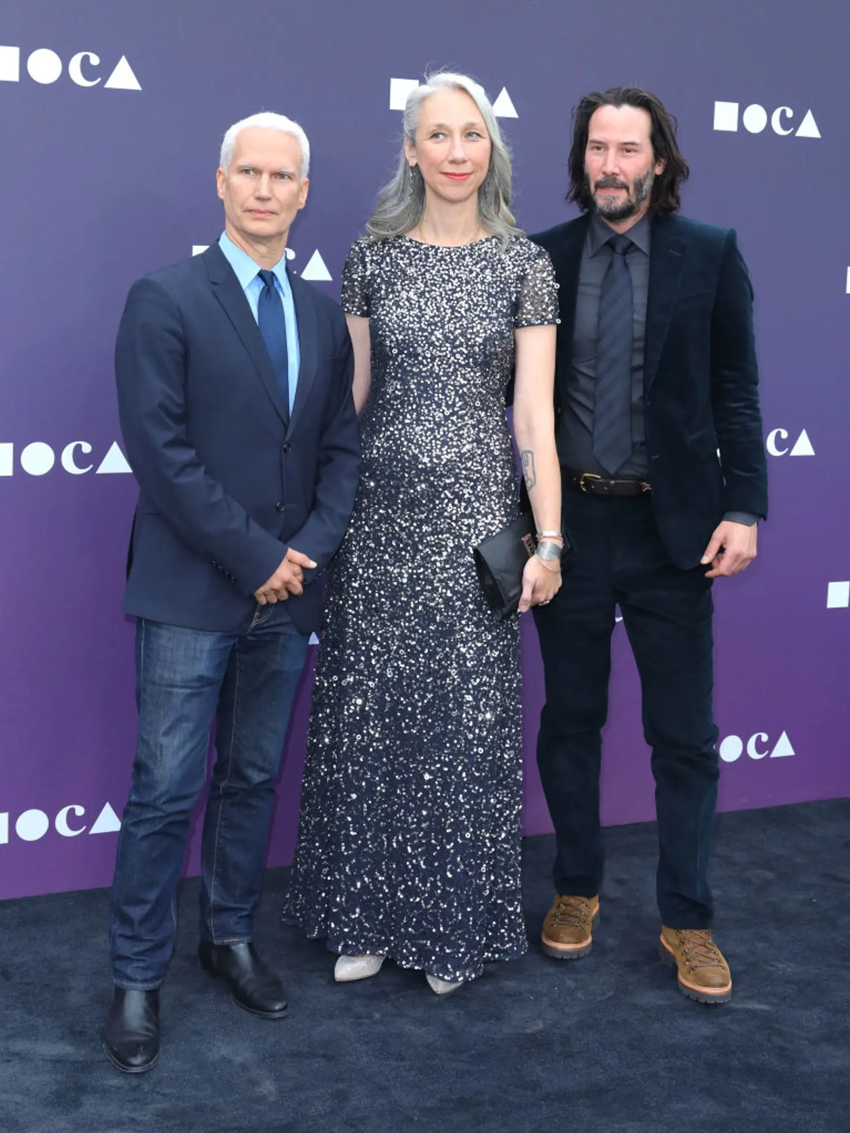 LOS ANGELES, CALIFORNIA - MAY 18:  Klaus Biesenbach Alexandra Grant and Keanu Reeves attend the MOCA Benefit 2019 at The Geffen Contemporary at MOCA on May 18, 2019 in Los Angeles, California. (Photo by JC Olivera/Getty Images)