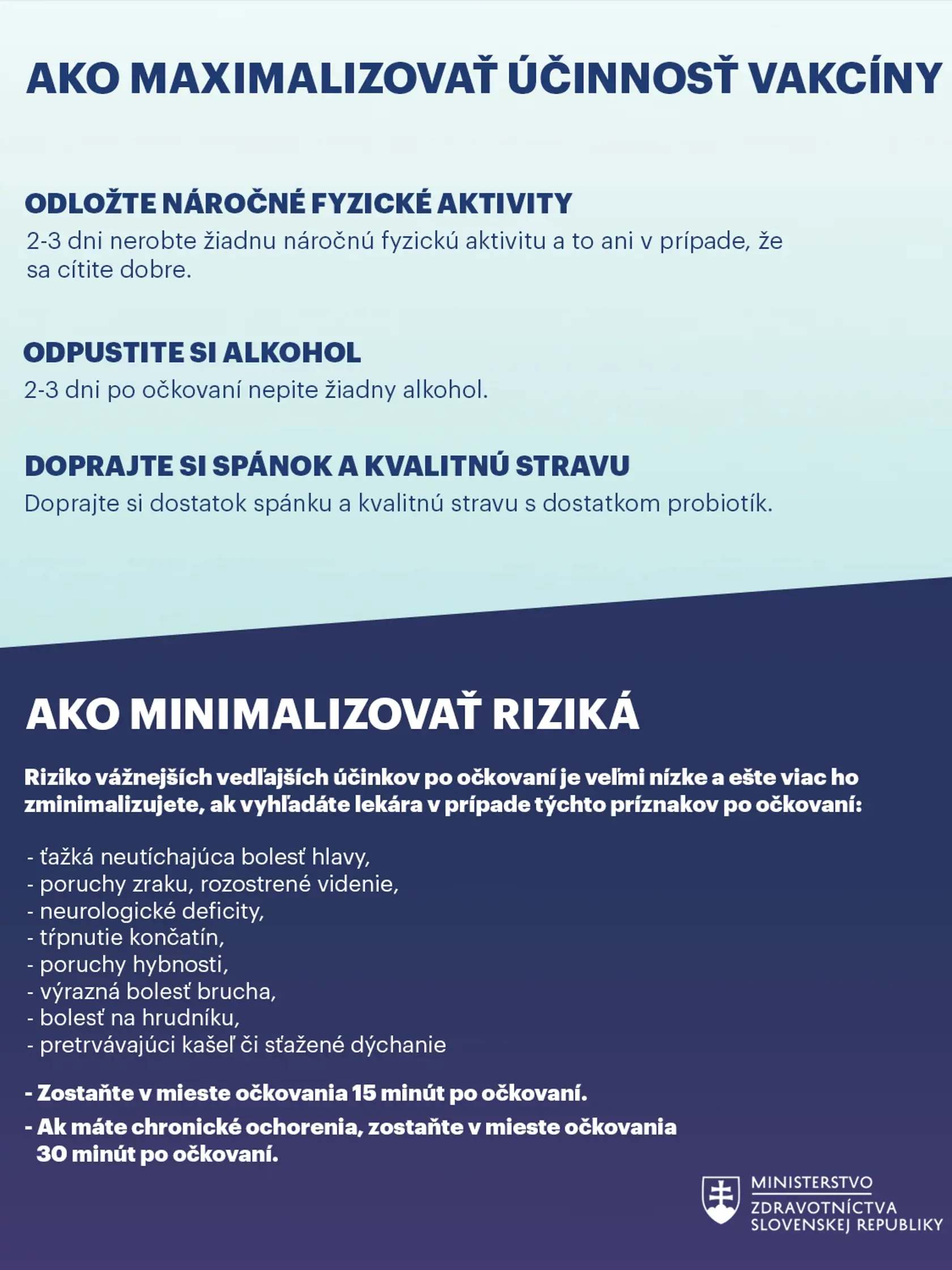 Ministerstvo radí, čo robiť a nerobiť pred očkovaním.