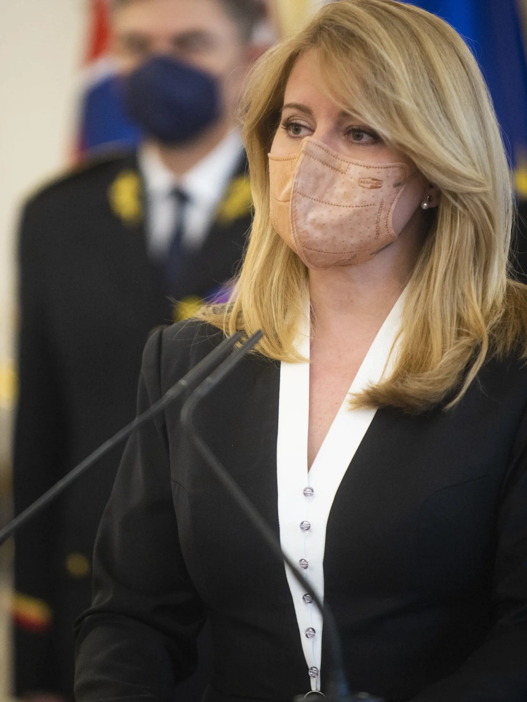 Na snímke prezidentka SR Zuzana Čaputová počas tlačovej konferencie k situácii na Ukrajine v Bratislave 1. februára 2022. FOTO TASR - Jakub Kotian