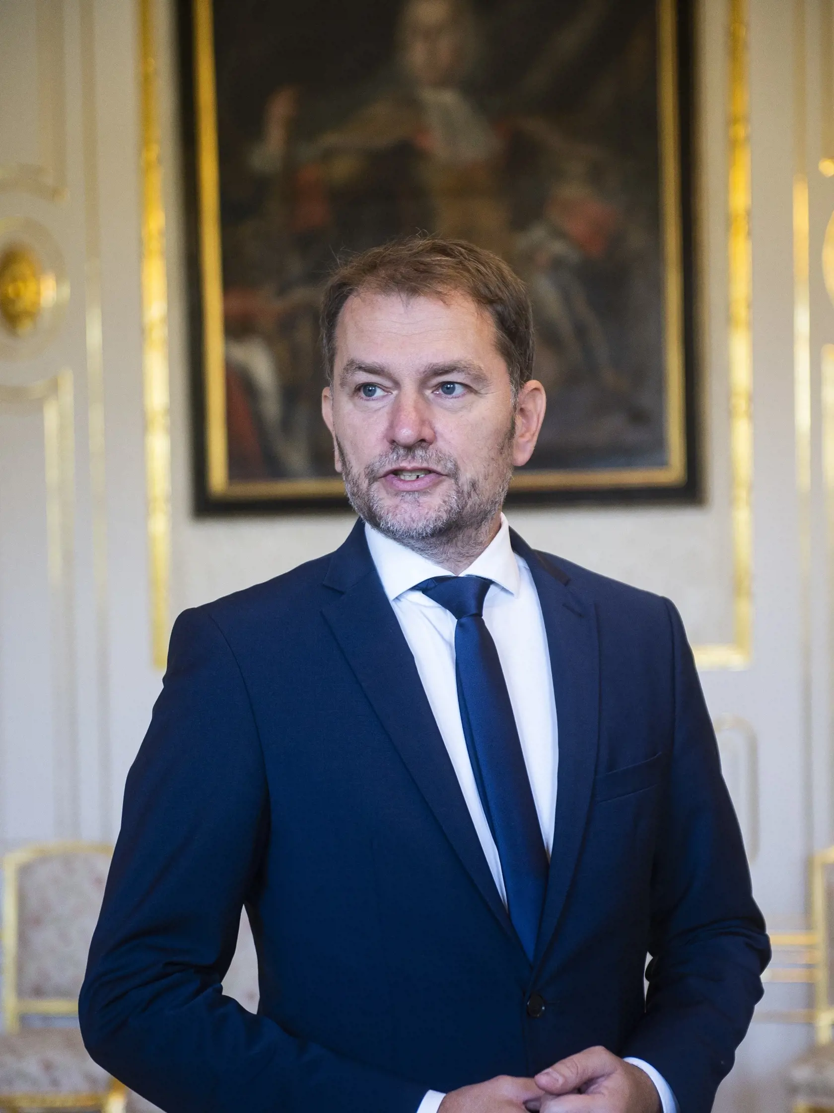 Na snímke predseda hnutia OĽANO Igor Matovič počas prijatia v Prezidentskom paláci 5. októbra 2023 v Bratislave. FOTO TASR - Jakub Kotian