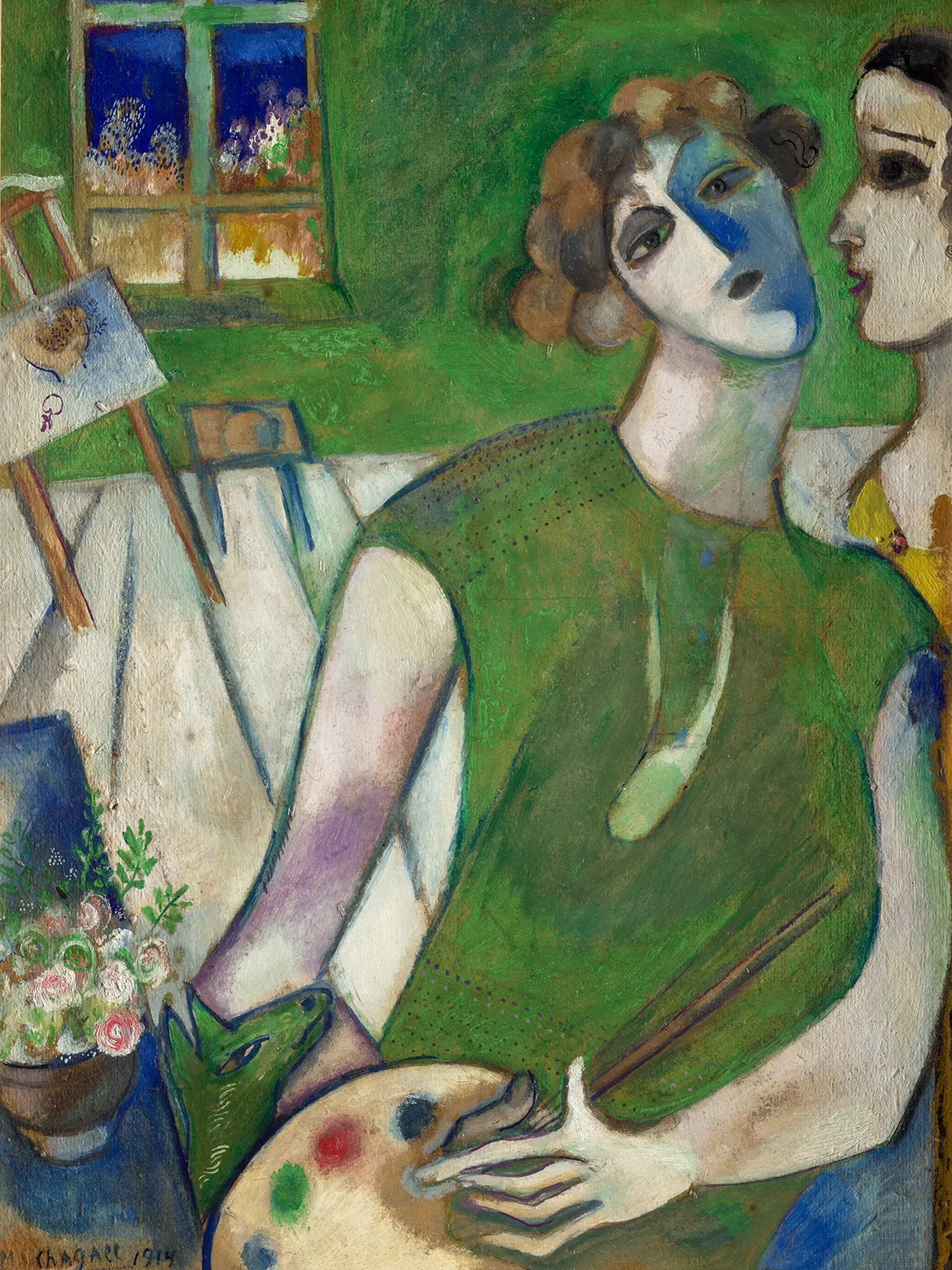 Marc Chagall, autoportrét v zelenom, 1914