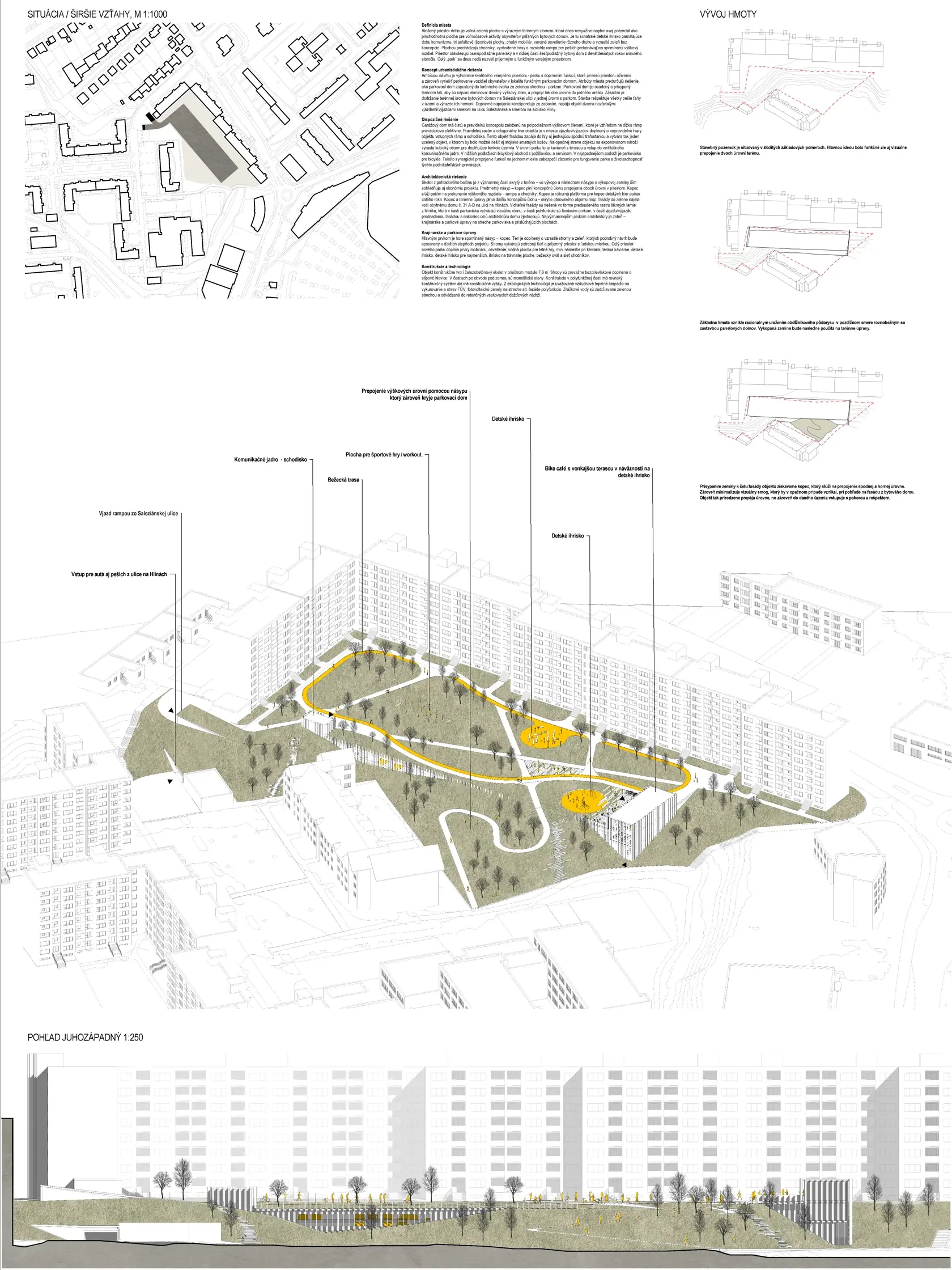 Architektonické riešenie parkovacieho domu v rámci obytného súboru Na hlinách v Trnave vyhral Atelier URBAN + Fischers, Bratislava. Do súťaže sa zapojilo 16 autorských kolektívov.