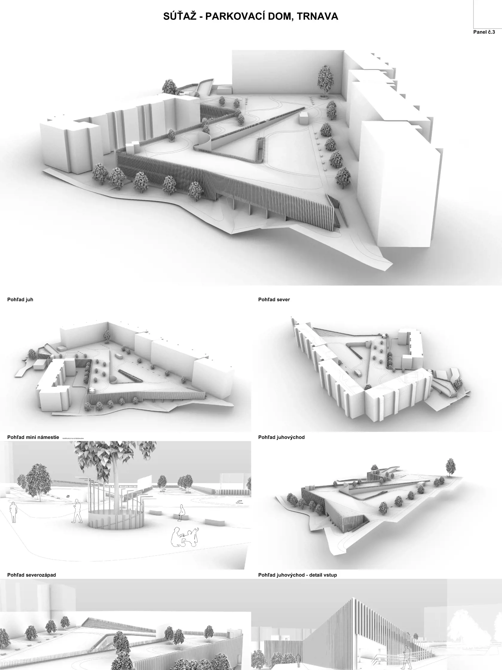 Architektonické riešenie parkovacieho domu v rámci obytného súboru Na hlinách v Trnave vyhral Atelier URBAN + Fischers, Bratislava. Do súťaže sa zapojilo 16 autorských kolektívov.