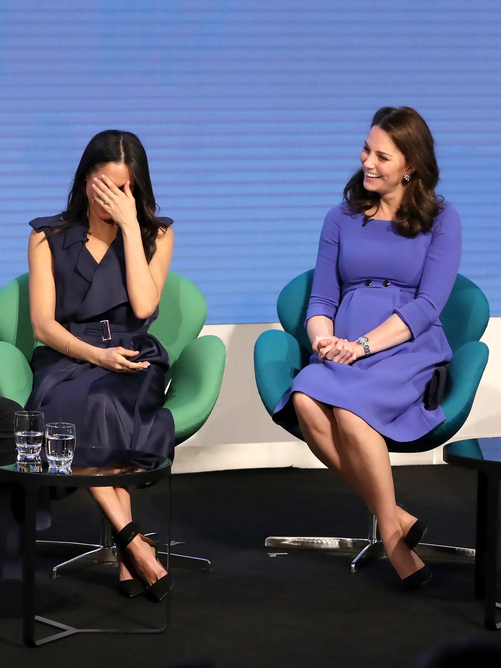 LONDON, ENGLAND - FEBRUARY 28:  Meghan Markle and Catherine, Duchess of Cambridge attend the first annual Royal Foundation Forum held at Aviva on February 28, 2018 in London, England. Under the theme 'Making a Difference Together', the event will showcase the programmes run or initiated by The Royal Foundation.  (Photo by Chris Jackson - WPA Pool/Getty Images)