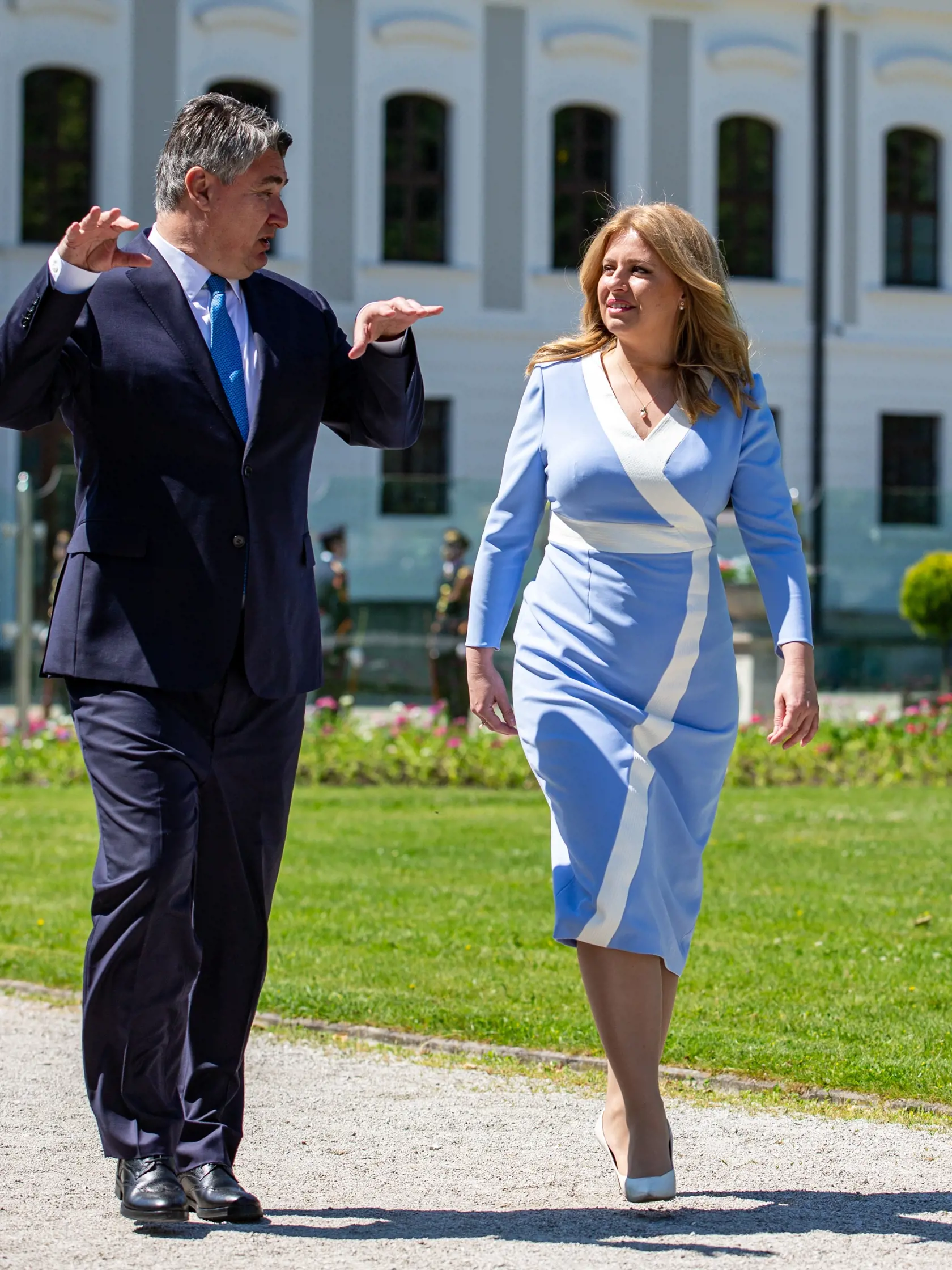 Na snímke je Zuzana Čaputová prezidentka Slovenskej republiky a Zoran Milanovič  prezident Chorvátska na oficiálnej návšteve Slovenska. 