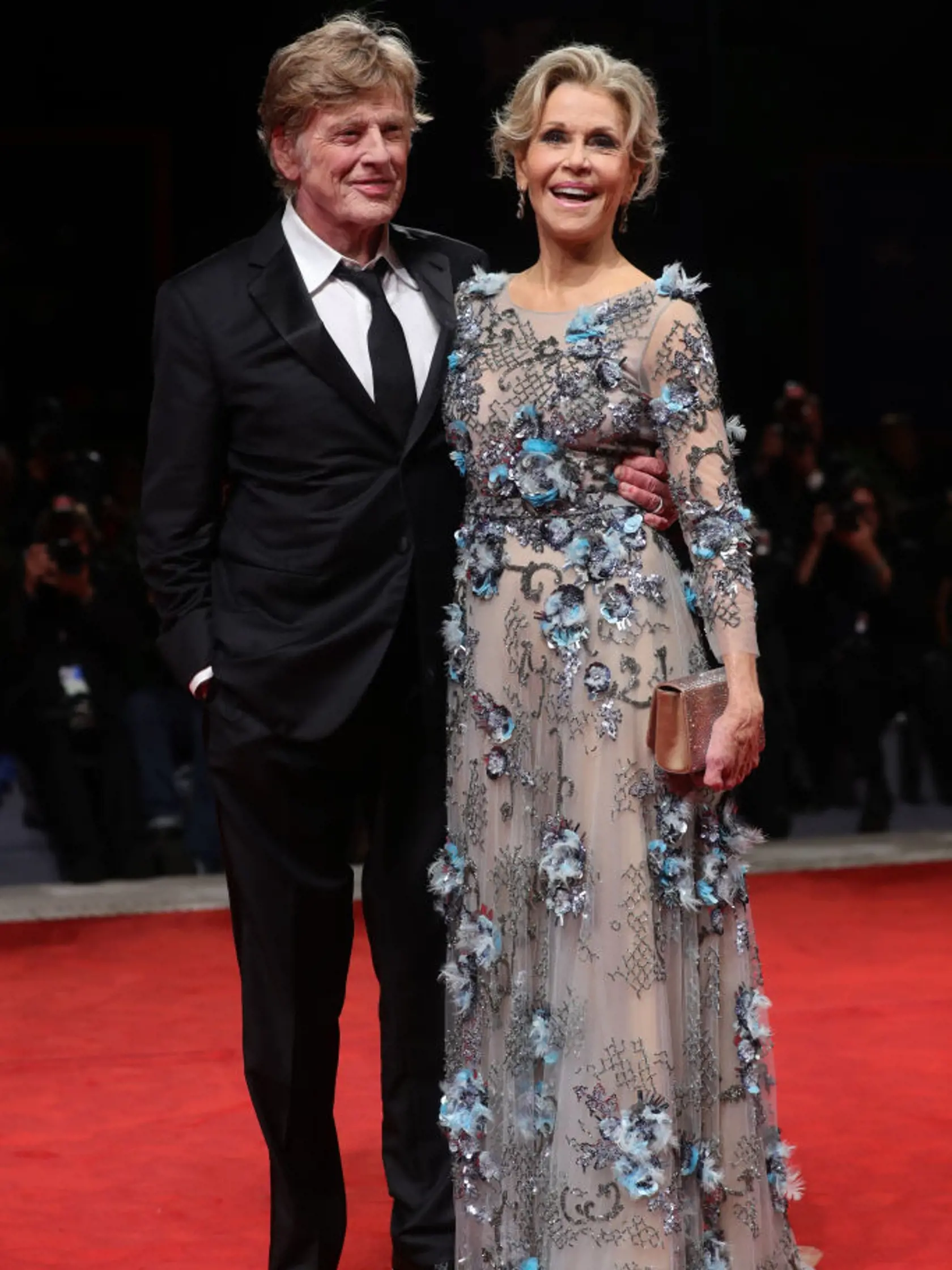 VENICE, ITALY - SEPTEMBER 01:  Jane Fonda and Robert Redford walk the red carpet ahead of the 'Our Souls At Night' screening during the 74th Venice Film Festival at Sala Grande on September 1, 2017 in Venice, Italy.  (Photo by Vittorio Zunino Celotto/Getty Images)