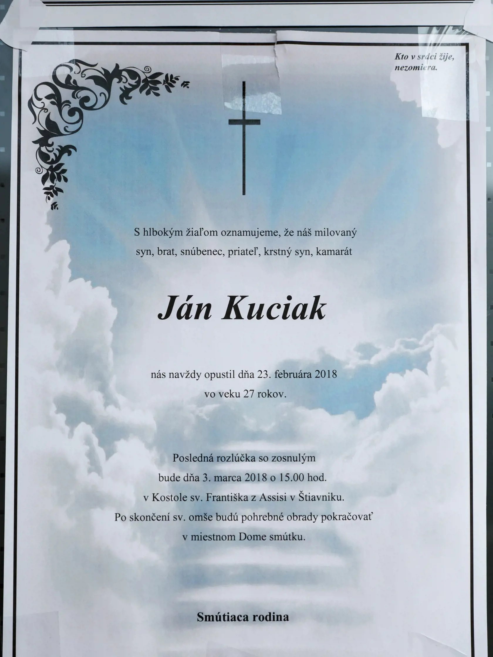 Posledná rozlúčka s nivinárom Jánom Kuciakom.
