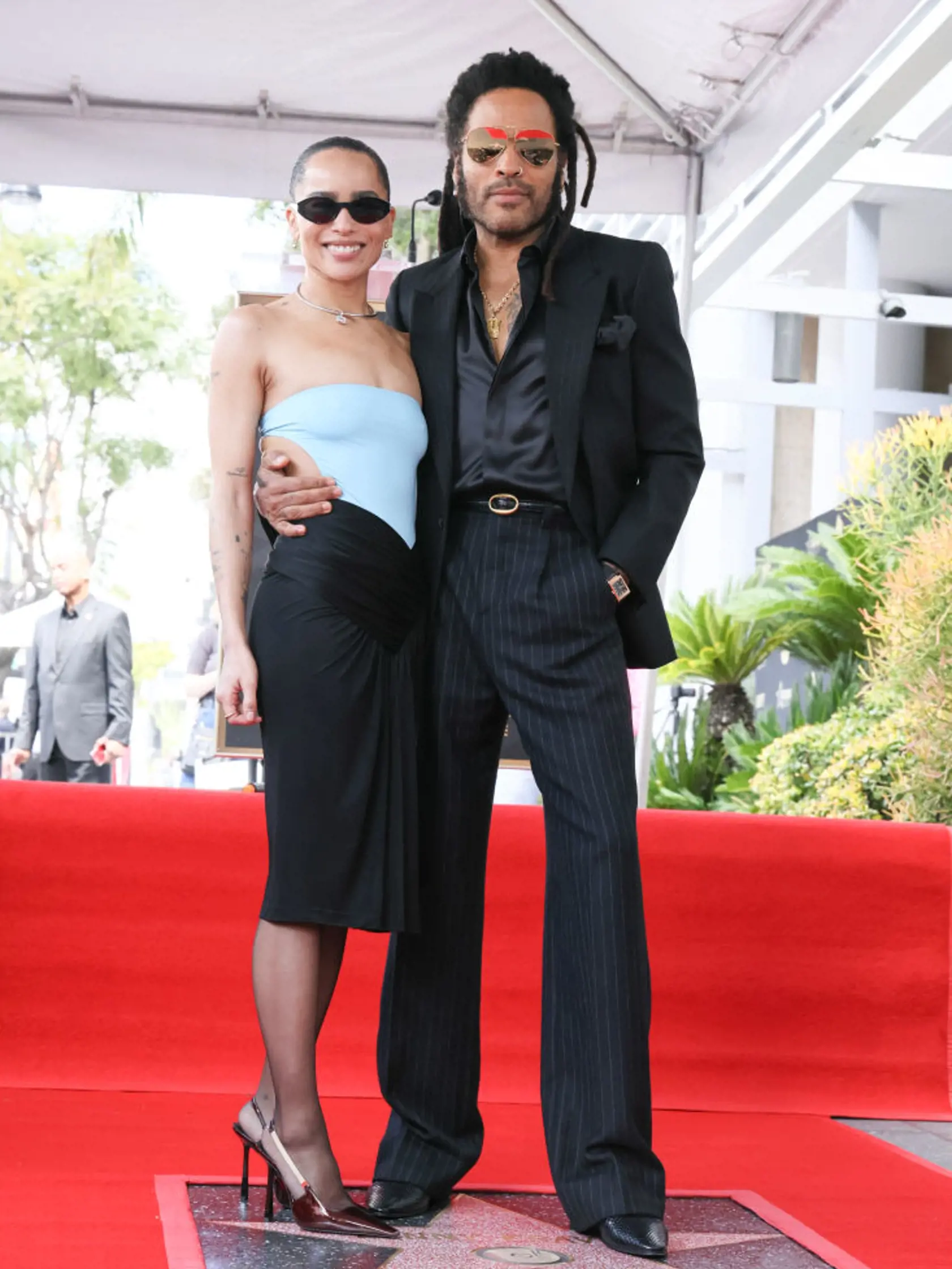HOLLYWOOD, CALIFORNIA - MARCH 12: Zoë Kravitz and Lenny Kravitz attend the Lenny Kravitz Hollywood Walk of Fame Star Ceremony on March 12, 2024 in Hollywood, California. (Photo by Rodin Eckenroth/Getty Images)