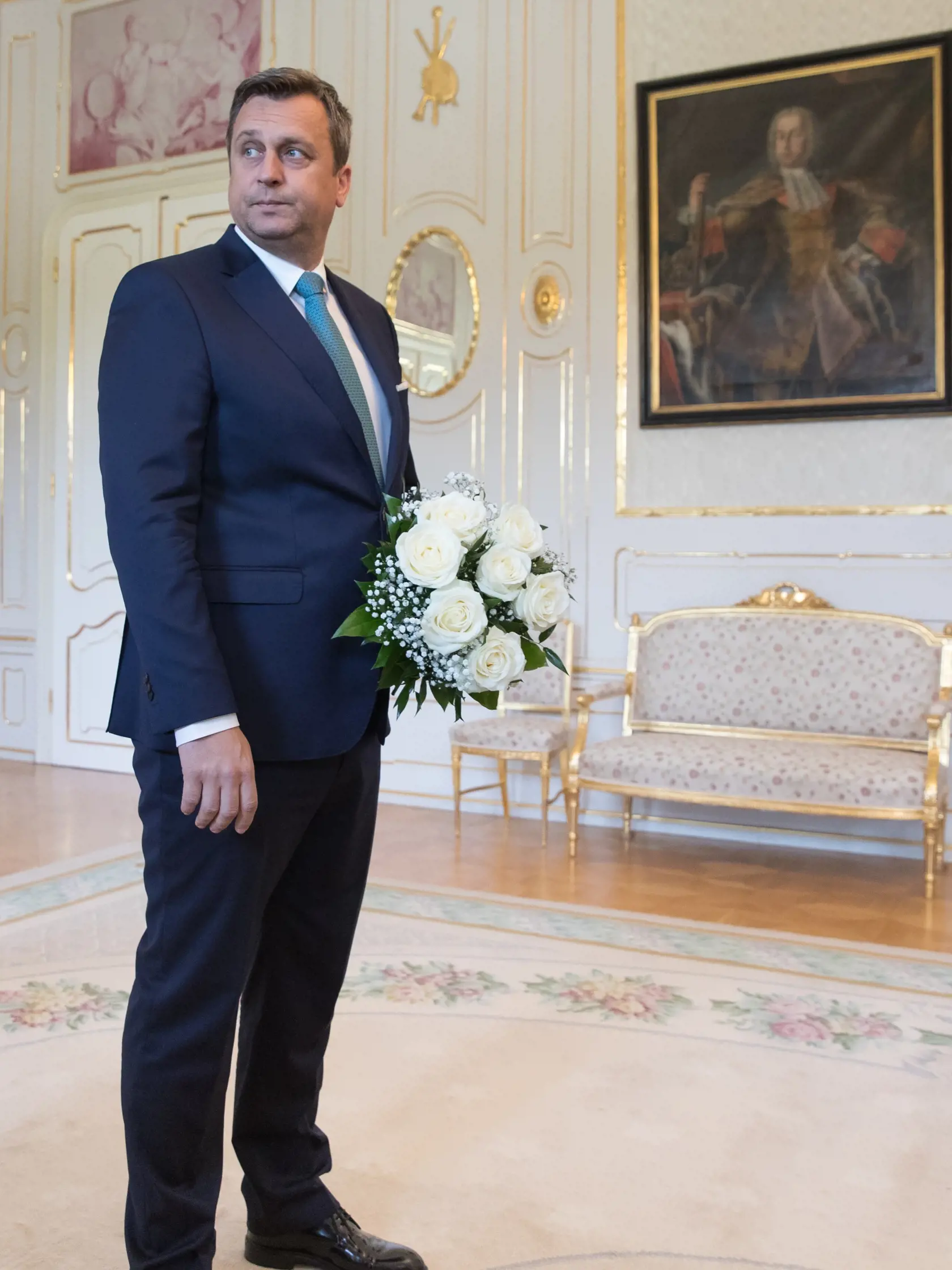 Predseda Národnej rady Slovenskej republiky Andrej Danko a prvom oficiálnom prijatí v prezidentskom paláci po nástupe Zuzany Čaputovej do funkcie hlavy štátu.
