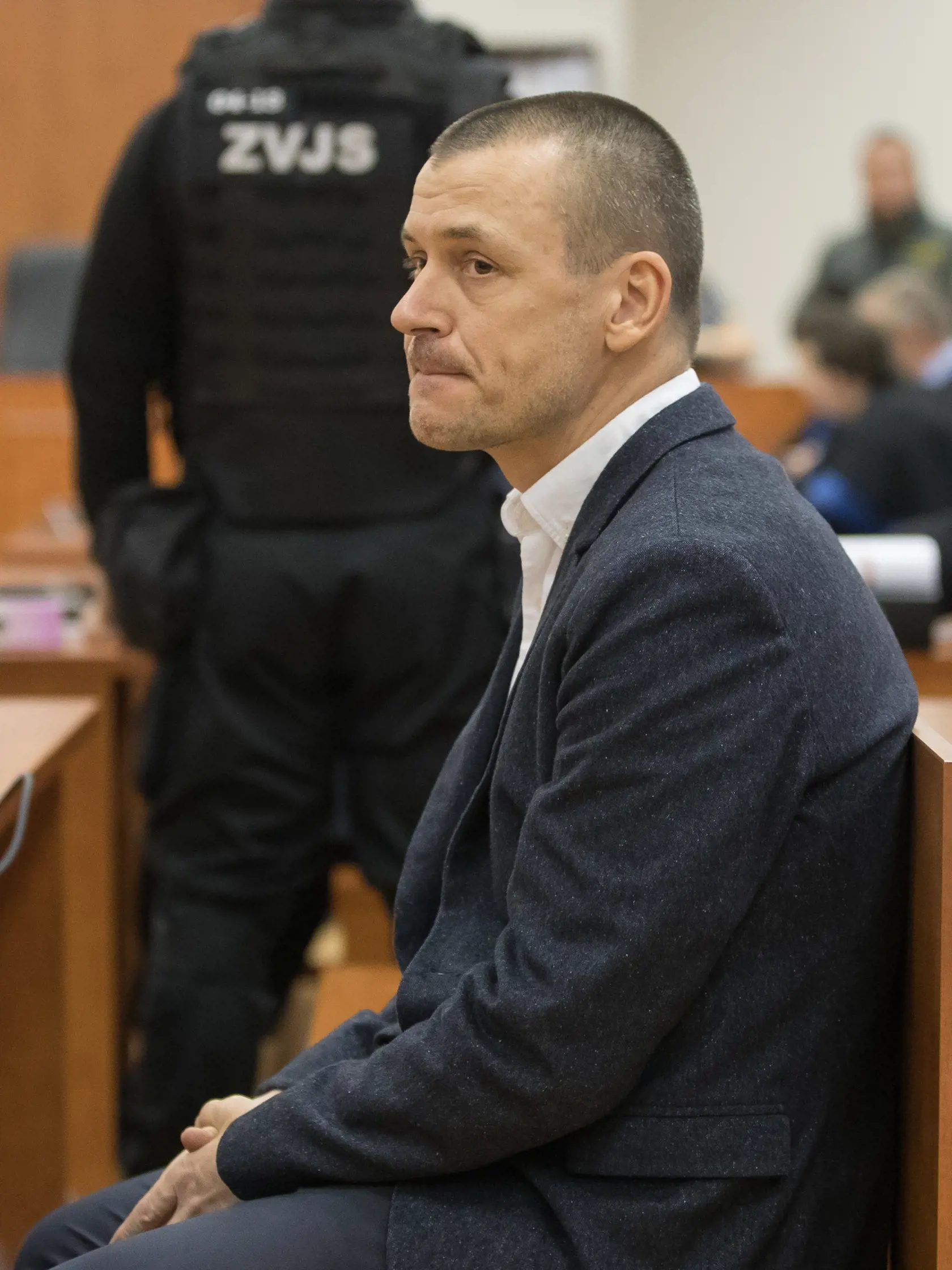 Tretie pojednávanie na Špecializovanom trestnom súde v Pezinku vo veci vraždy investigatívneho novinára Jána Kuciaka a jeho snúbenice Martiny Kušnírovej. Na snímke je Peter Tóth, predvolaný ako svedok.