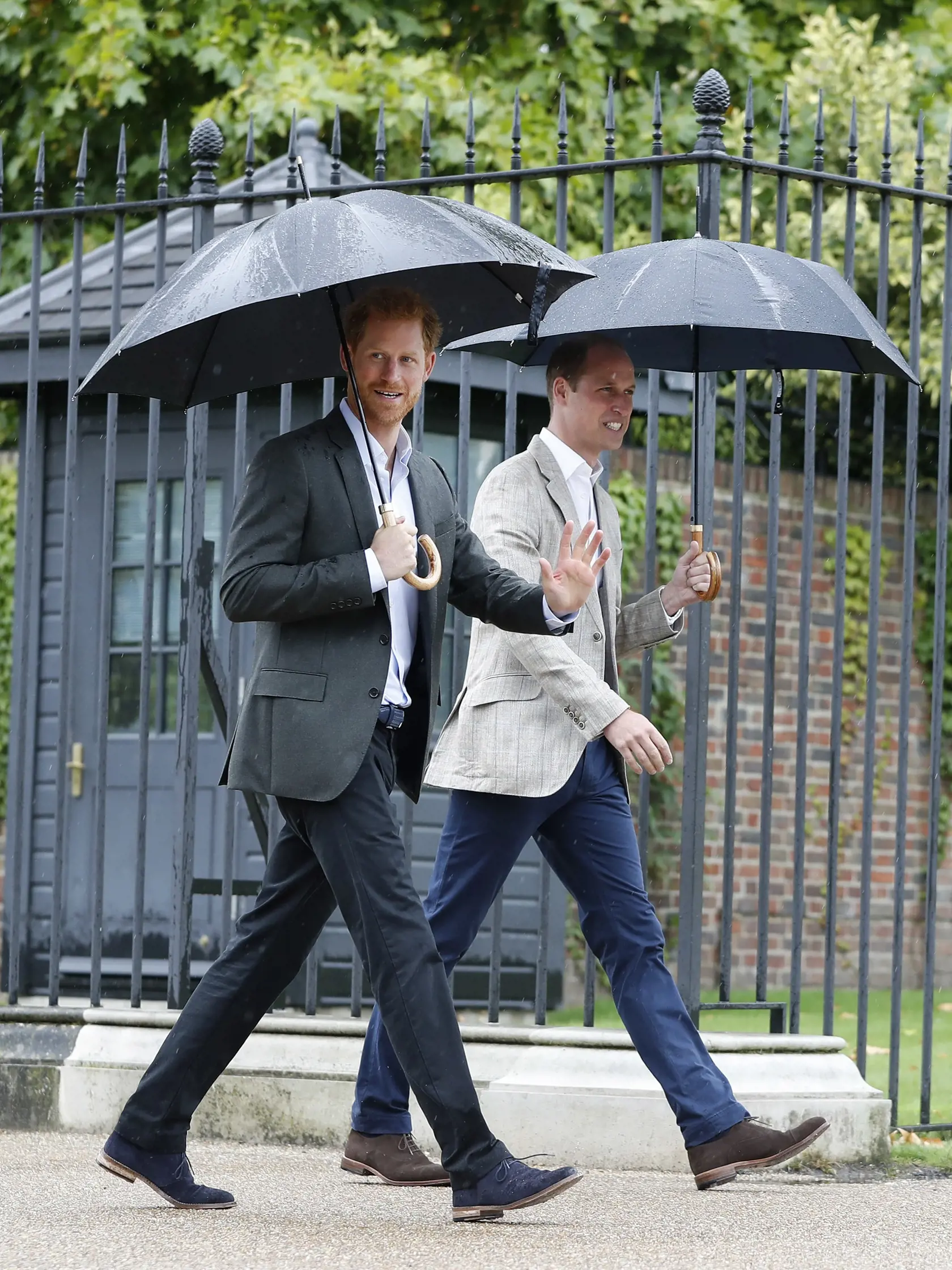 The Duke And Duchess Of Cambridge And Prince Harry Visit The White Garden In Kensington Palace