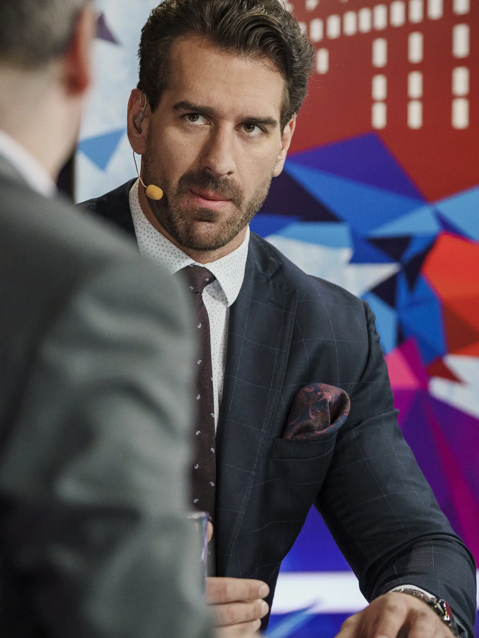 Na snímke bývalý slovenský hokejista Boris Valábik, ktorý pôsobí ako expert v košickom štúdiu RTVS počas zápasov A skupiny hokejových Majstrovstiev sveta IIHF 2019.