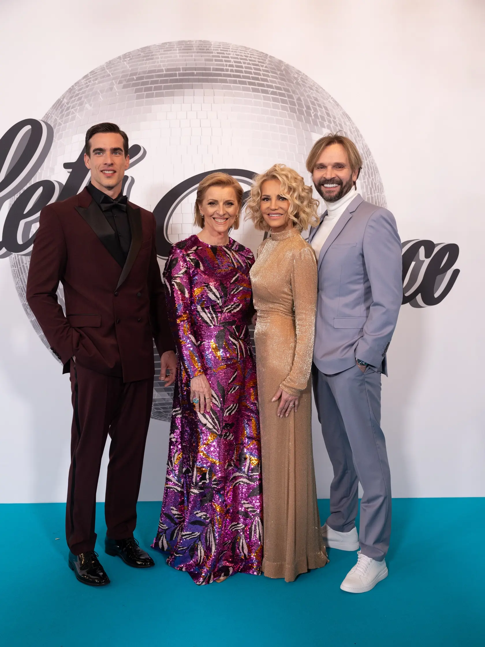 Na snímke porota Ján Ďurovčík, Tatiana Drexler, Adam Bardy, Dara Rolins pred šiestym kolom Let's dance 2025. 