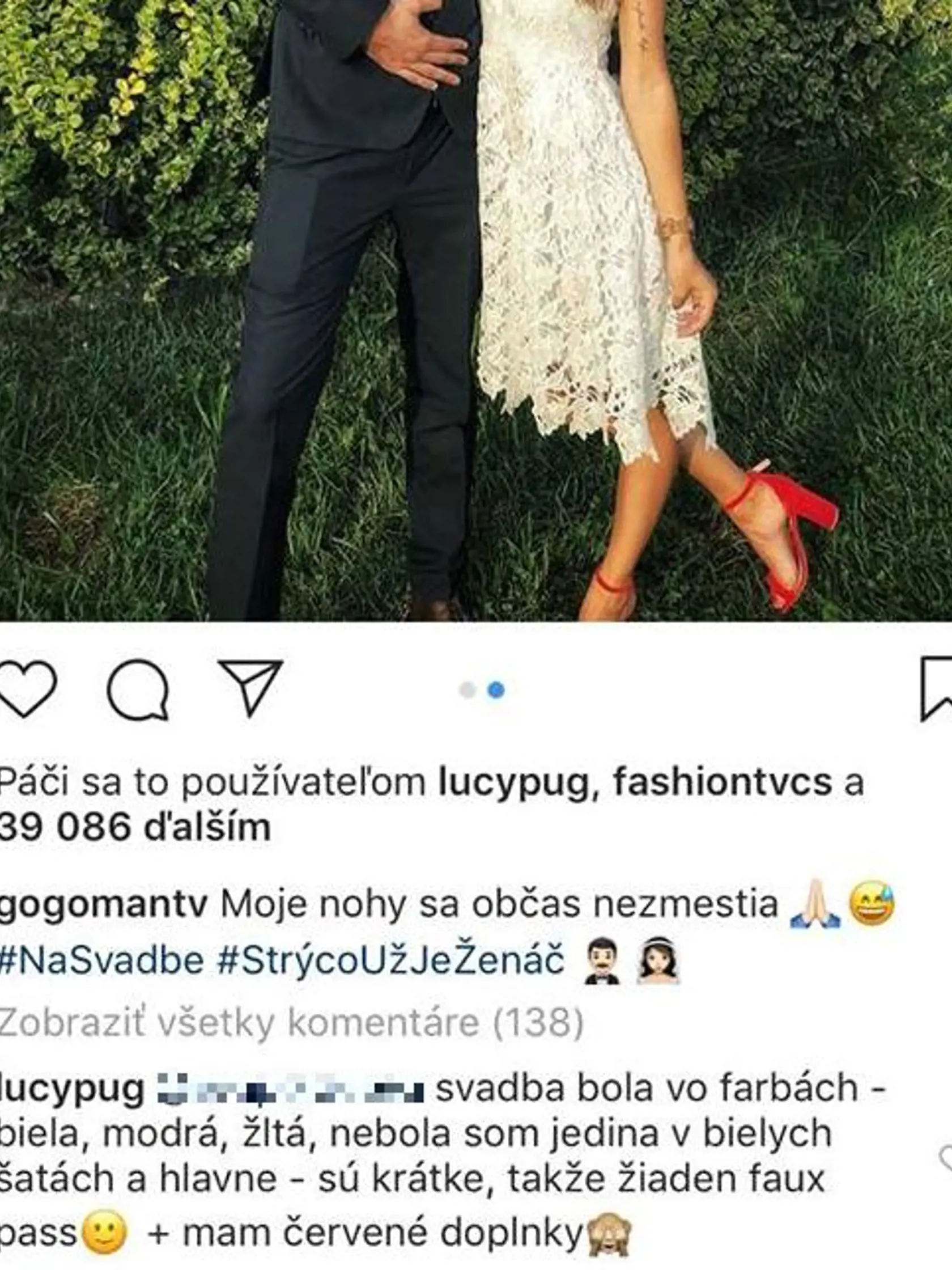 GoGova Lucia si vyslúžila obrovskú kritiku za biele šaty na svadbe. 