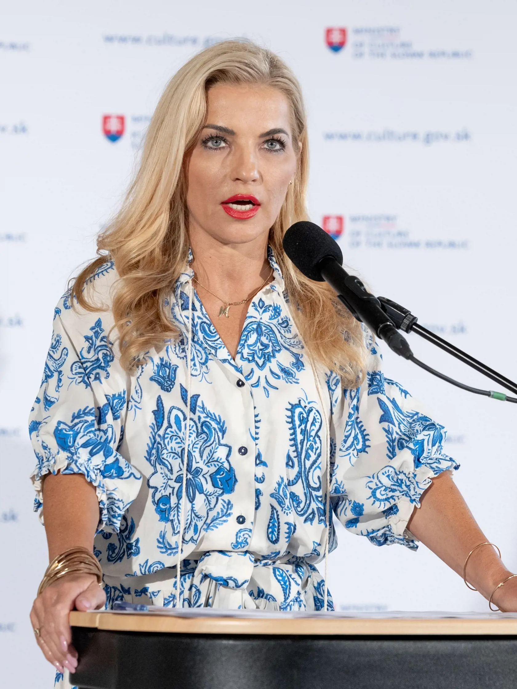 Tlačová konferencia ministerky kultúry SR Martiny Šimkovičovej a generálneho tajomníka služobného úradu Lukáša Machalu k odvolaniu generálneho riaditeľa SND Mateja Drličku a odvolaniu riaditeľky SNG Alexandry Kusej.
