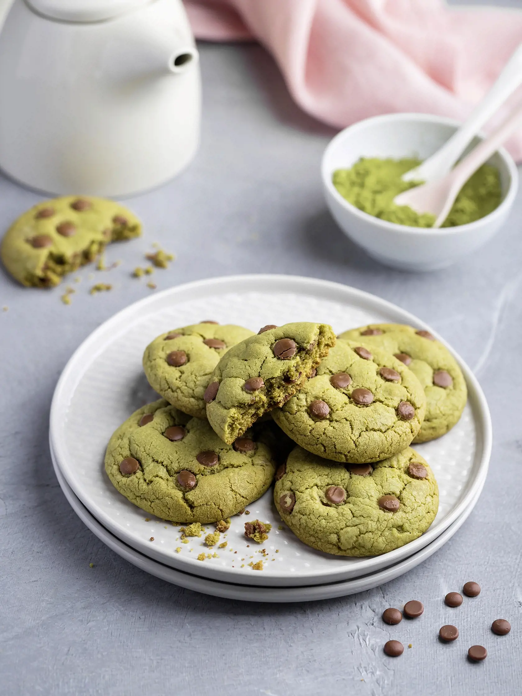 Matča cookies s čokoládou