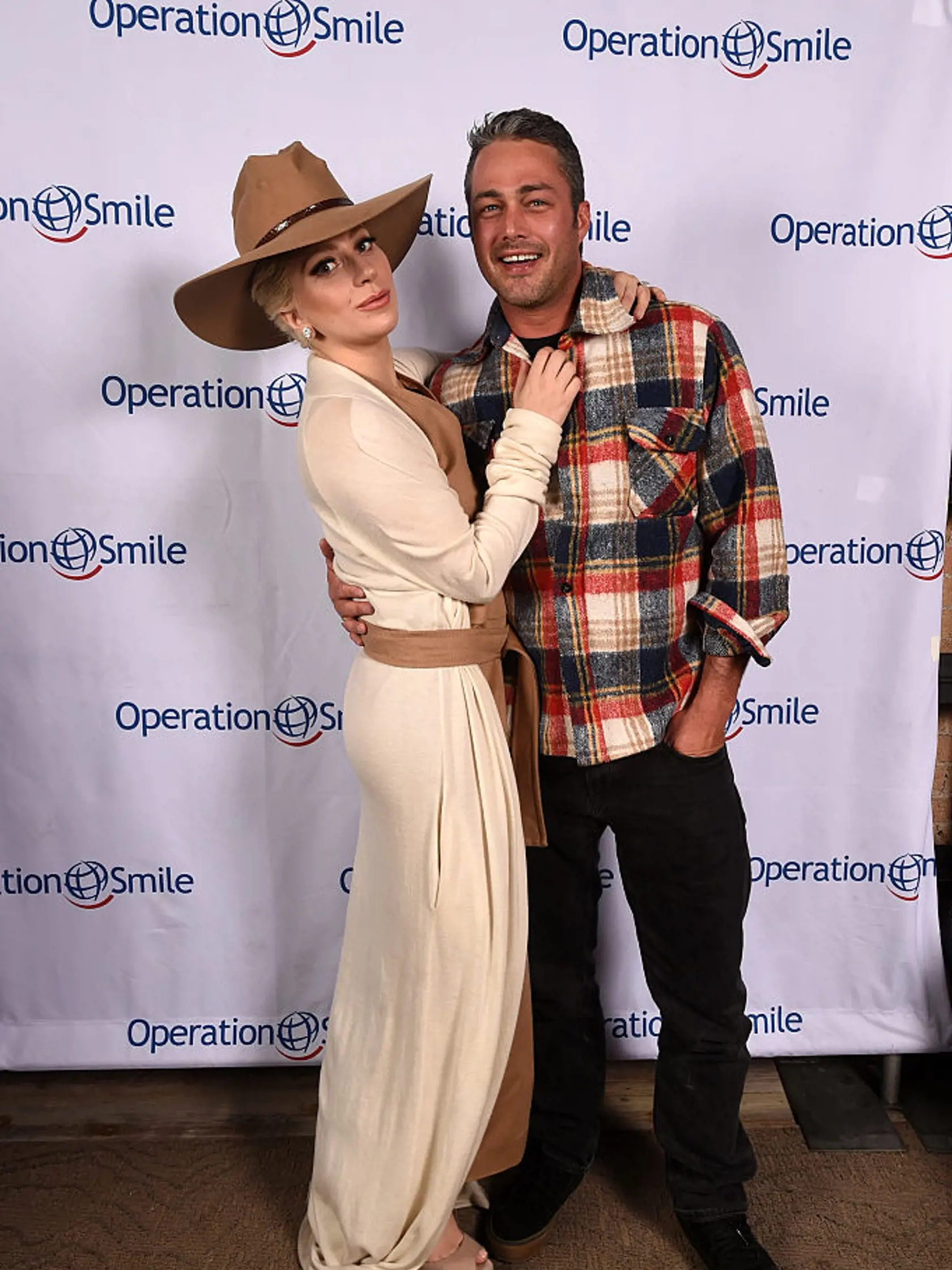 PARK CITY, UT - MARCH 12:  Lady Gaga and Taylor Kinney pose at Tupelo on March 12, 2016 in Park City, Utah.  (Photo by Fred Hayes/Getty Images for Operation Smile)